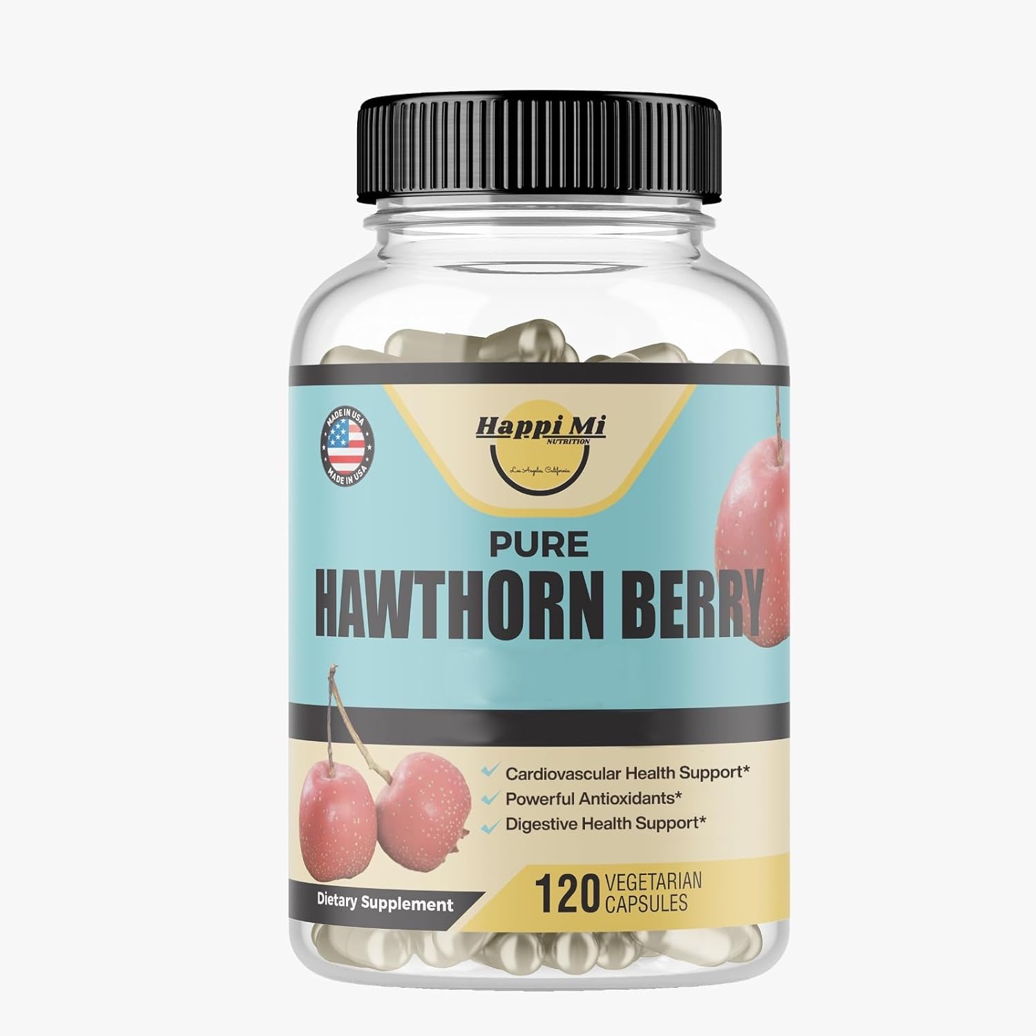 Organic Hawthorn Berry Capsules for Healthy Immune Support and Circulation - 120 Veg Caps with Powerful Antioxidants - Non-GMO and Gluten Free