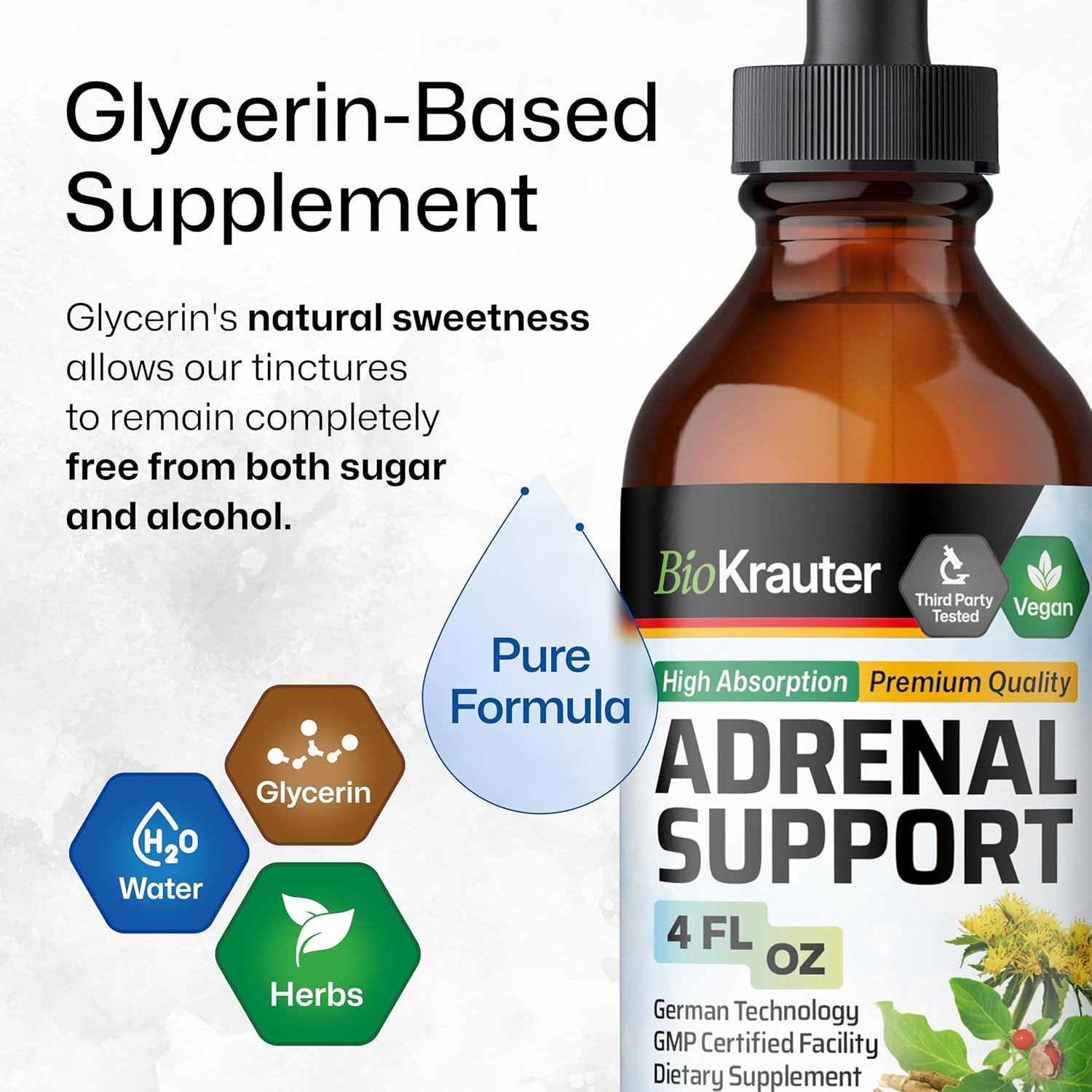 Organic Herbal Adrenal Support and Ginkgo Biloba Tincture Bundle - 4 Fl. Oz. Each