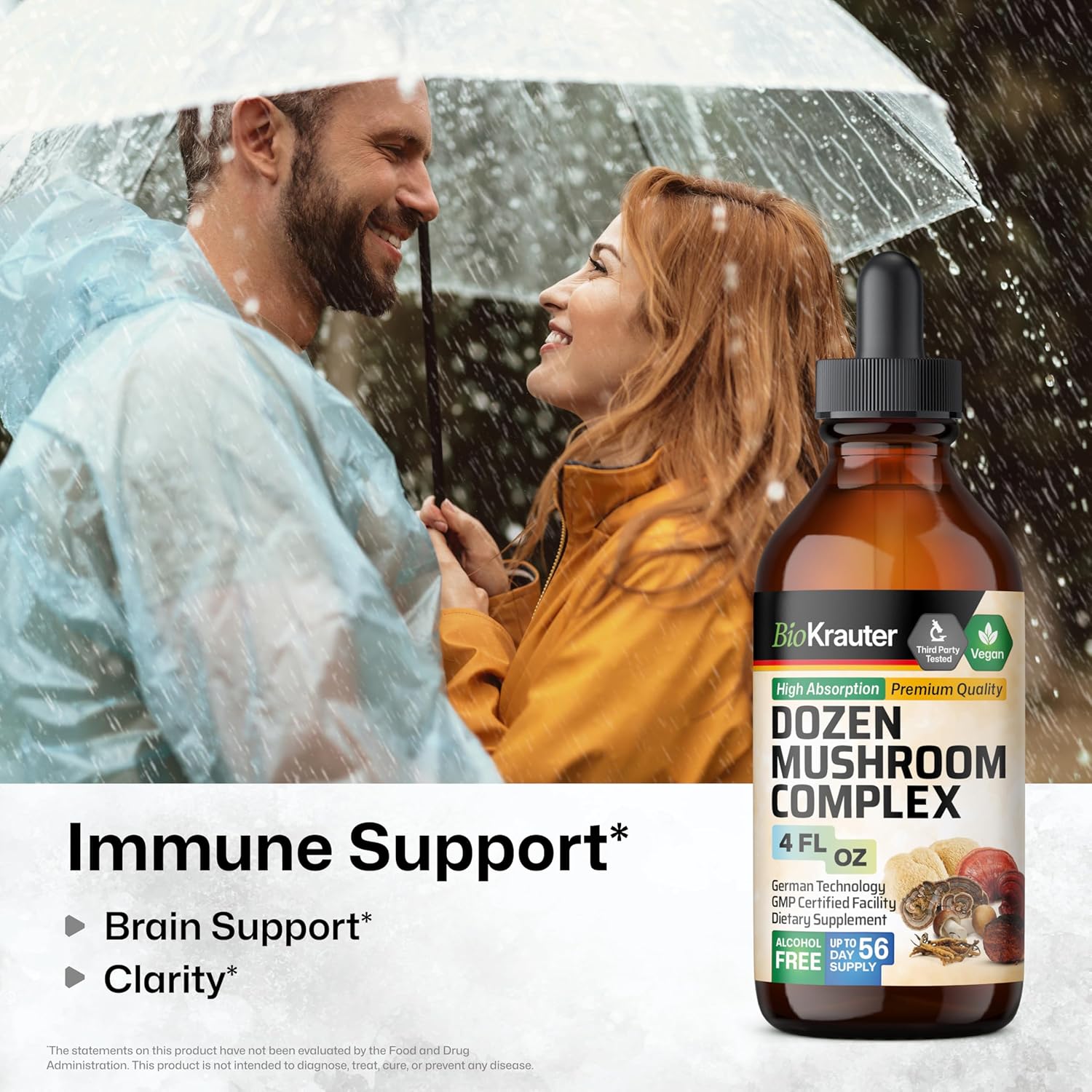 Organic Herbal Adrenal Support & Mushroom Tincture Combo - 4 Fl. Oz. Each