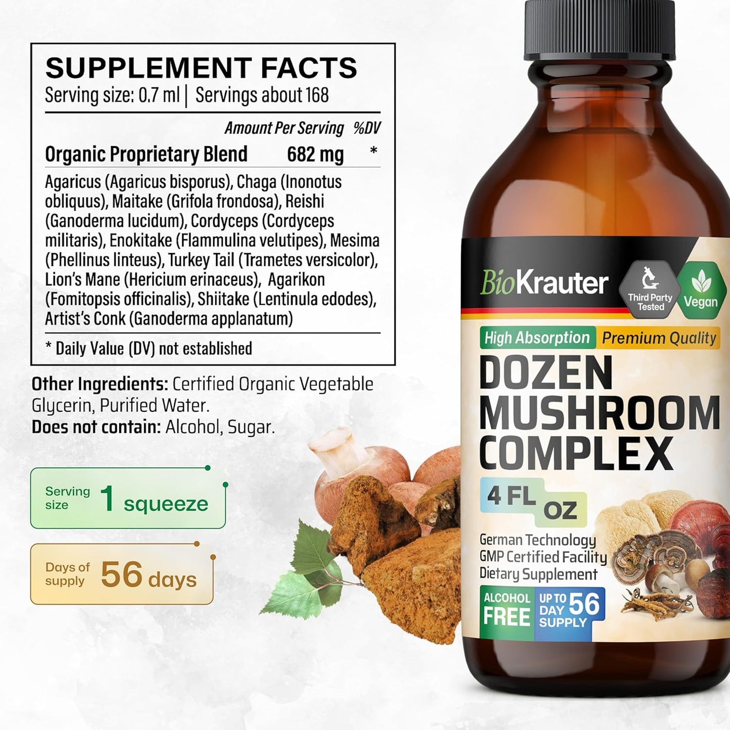 Organic Herbal Adrenal Support & Mushroom Tincture Combo - 4 Fl. Oz. Each