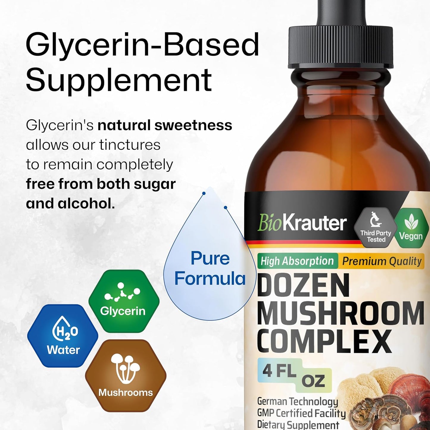 Organic Herbal Adrenal Support & Mushroom Tincture Combo - 4 Fl. Oz. Each