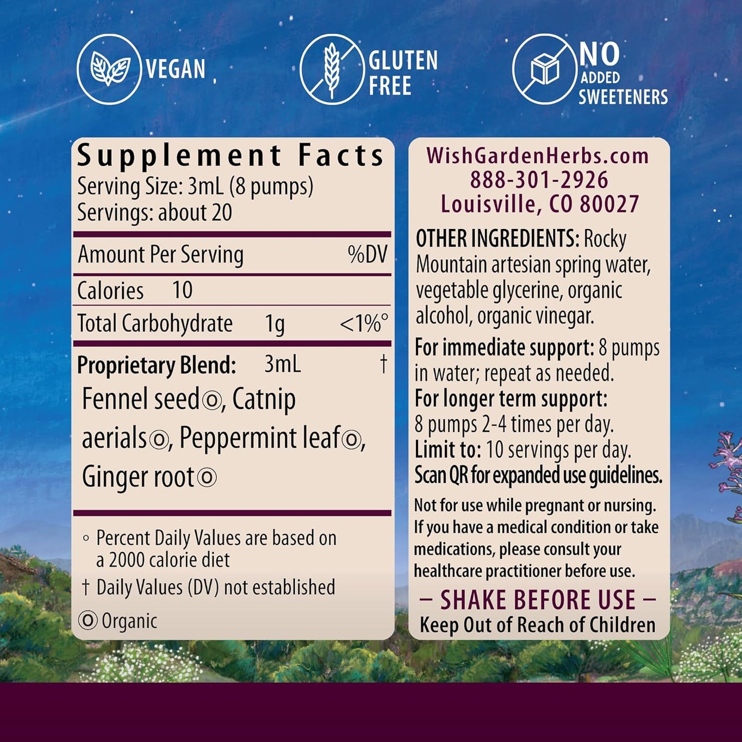 Organic Herbal Digestive Relief Tincture with Peppermint, Ginger, Fennel - Soothes Discomforts - 2oz