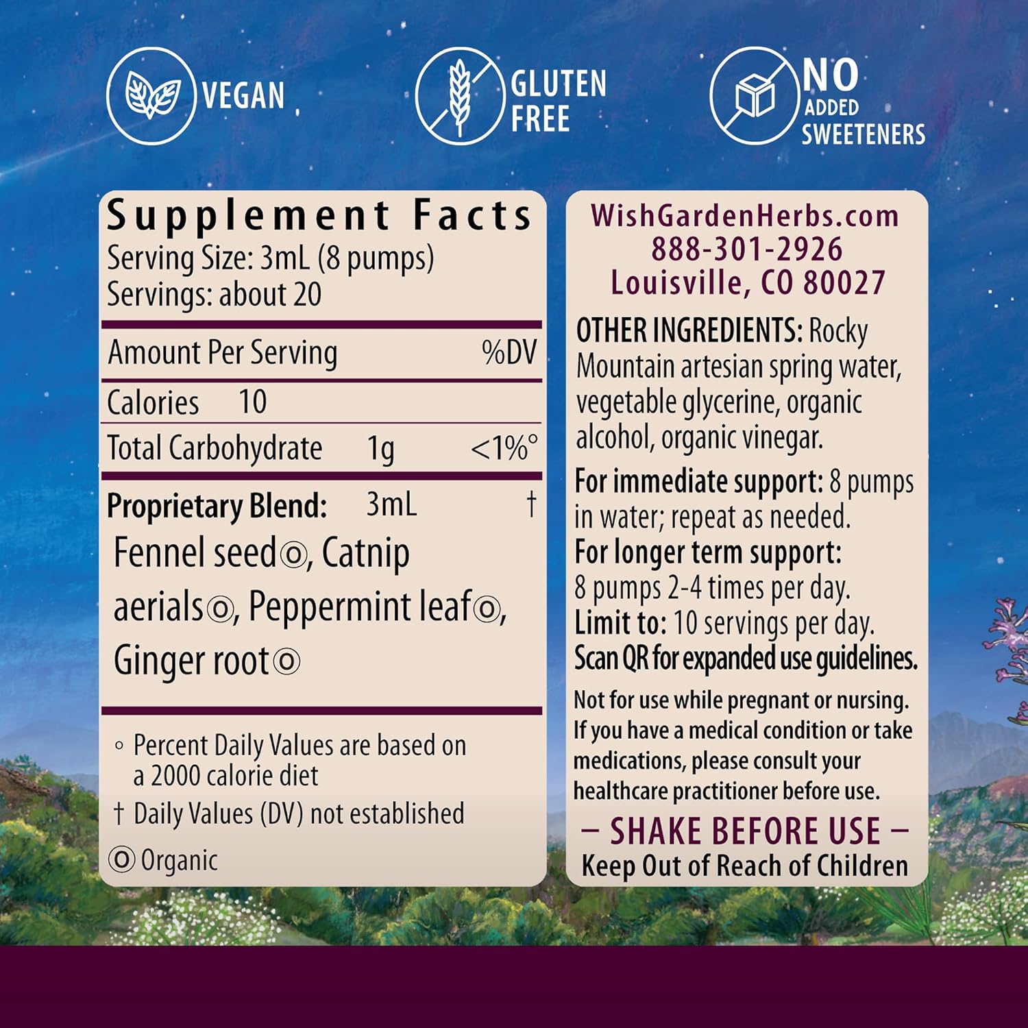 Organic Herbal Digestive Relief Tincture with Peppermint, Ginger, Fennel - Soothes Discomforts - 2oz