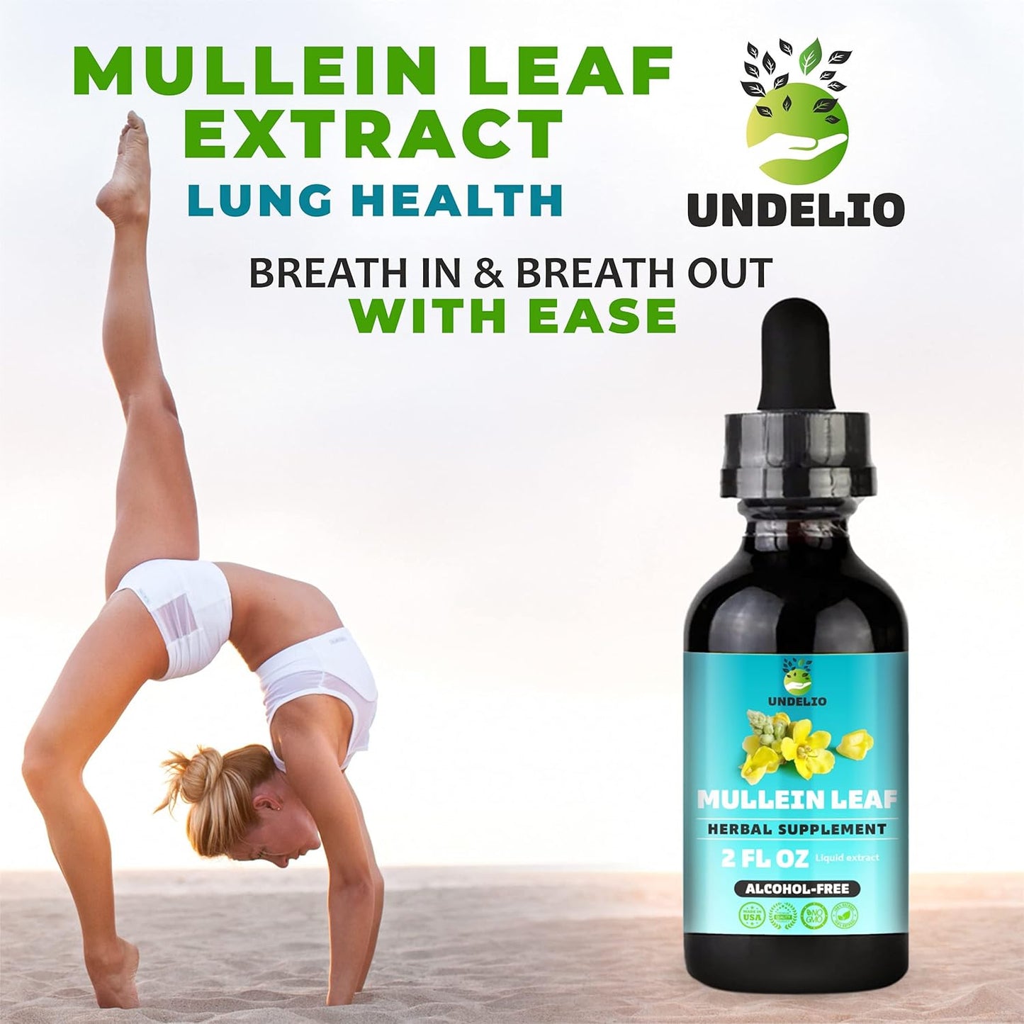 Organic Herbal Mullein Leaf Extract Tincture for Respiratory, Lung, Sleep, Digestive Support - Non-GMO, Vegan - 2 fl. Oz - Immune Health & Lung Detox