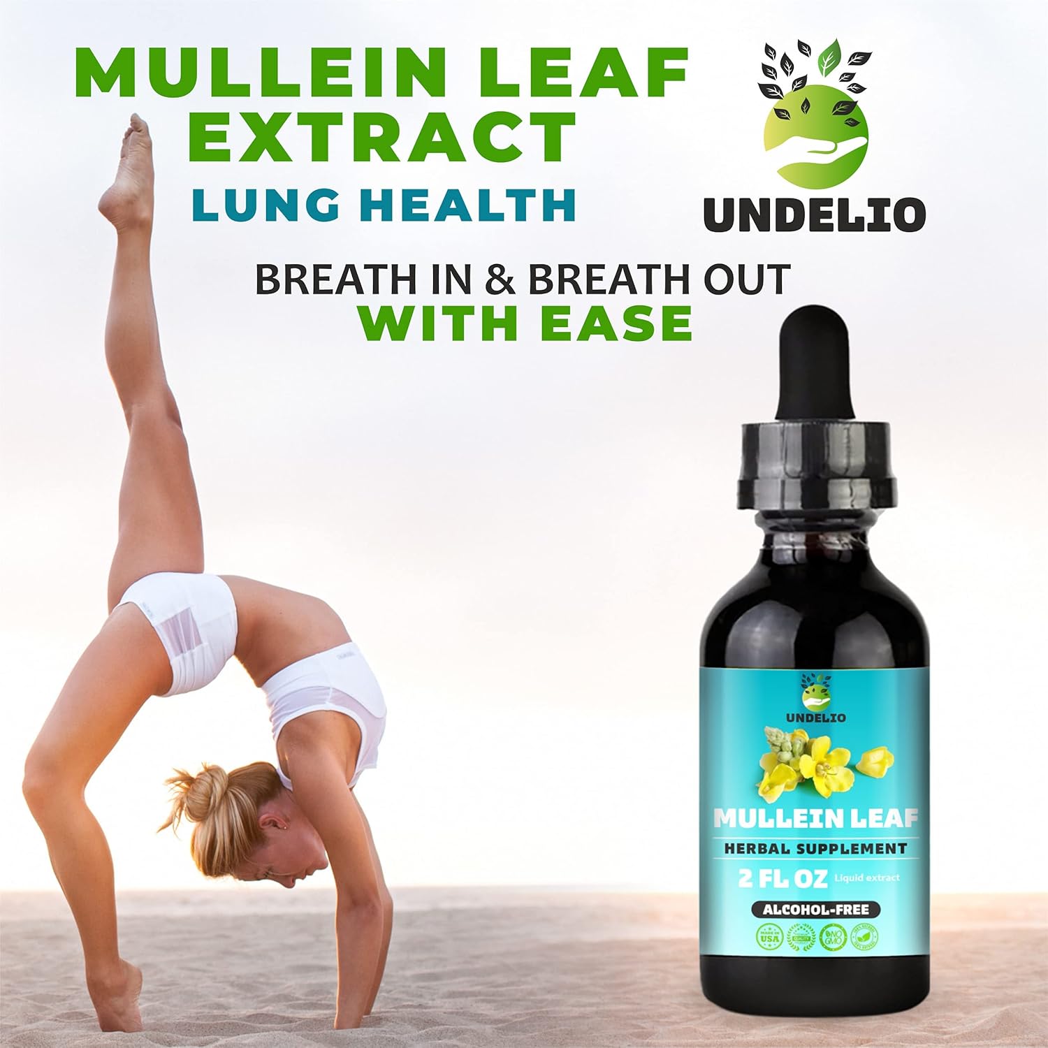 Organic Herbal Mullein Leaf Extract Tincture for Respiratory, Lung, Sleep, Digestive Support - Non-GMO, Vegan - 2 fl. Oz - Immune Health & Lung Detox
