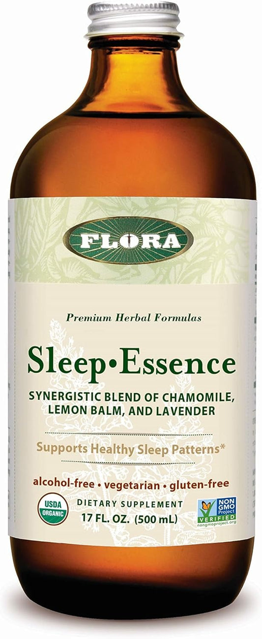 Organic Herbal Sleep Tonic with Chamomile, Lemon Balm, Lavender - Non GMO, Vegan - 17 oz Bottle