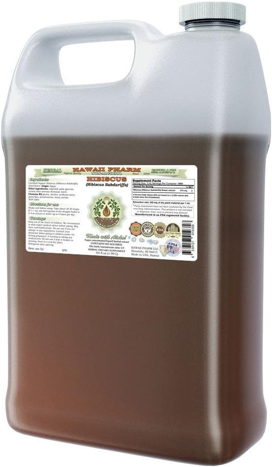 Organic Hibiscus Liquid Extract - Alcohol-Free Glycerite Supplement 64 oz by Hawaii Pharm