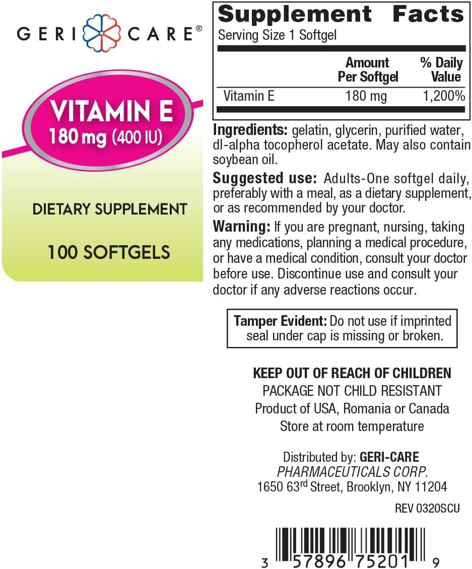 Organic High-Potency Vitamin E Capsules - 400 IU for Skin & Immune Support, 100 Count - Women and Men - Alternative to Nature Bounty & Solgar