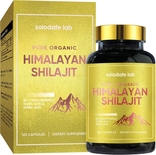 Organic Himalayan Shilajit Capsules with 85+ Trace Minerals for Energy & Immune Support