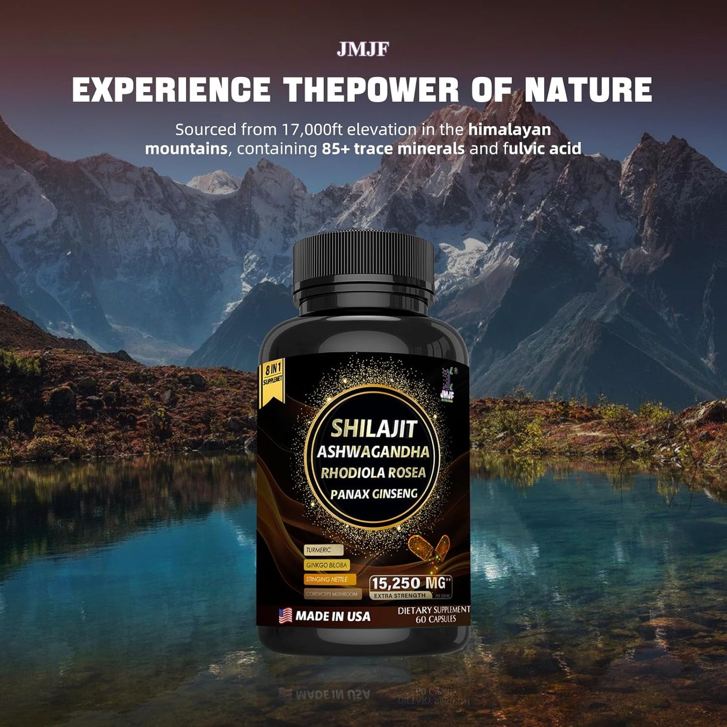 Organic Himalayan Shilajit Capsules with Fulvic Acid & Trace Minerals - 60 Count Supplement for Energy, Immunity, and Metabolism Boost