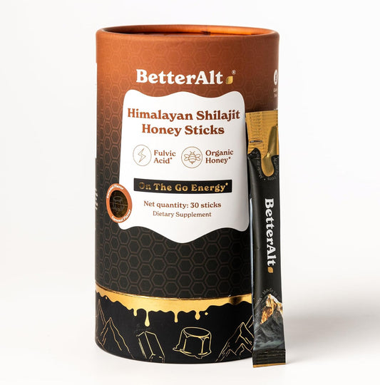 Organic Himalayan Shilajit Caramel Honey Sticks with Saffron & 85+ Trace Minerals | Energy Boost & Immune Support | 30 Easy-to-Consume Sticks