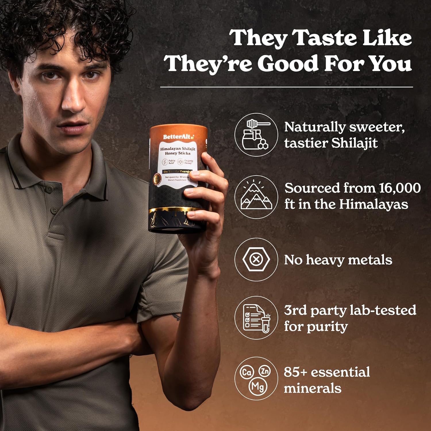 Organic Himalayan Shilajit Caramel Honey Sticks with Saffron & 85+ Trace Minerals | Energy Boost & Immune Support | 30 Easy-to-Consume Sticks