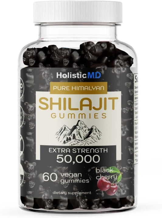 Organic Himalayan Shilajit Gummies - 50,000mg Strength with Ashwagandha & Chaga - 2 Month Supply - Vegan Keto Friendly