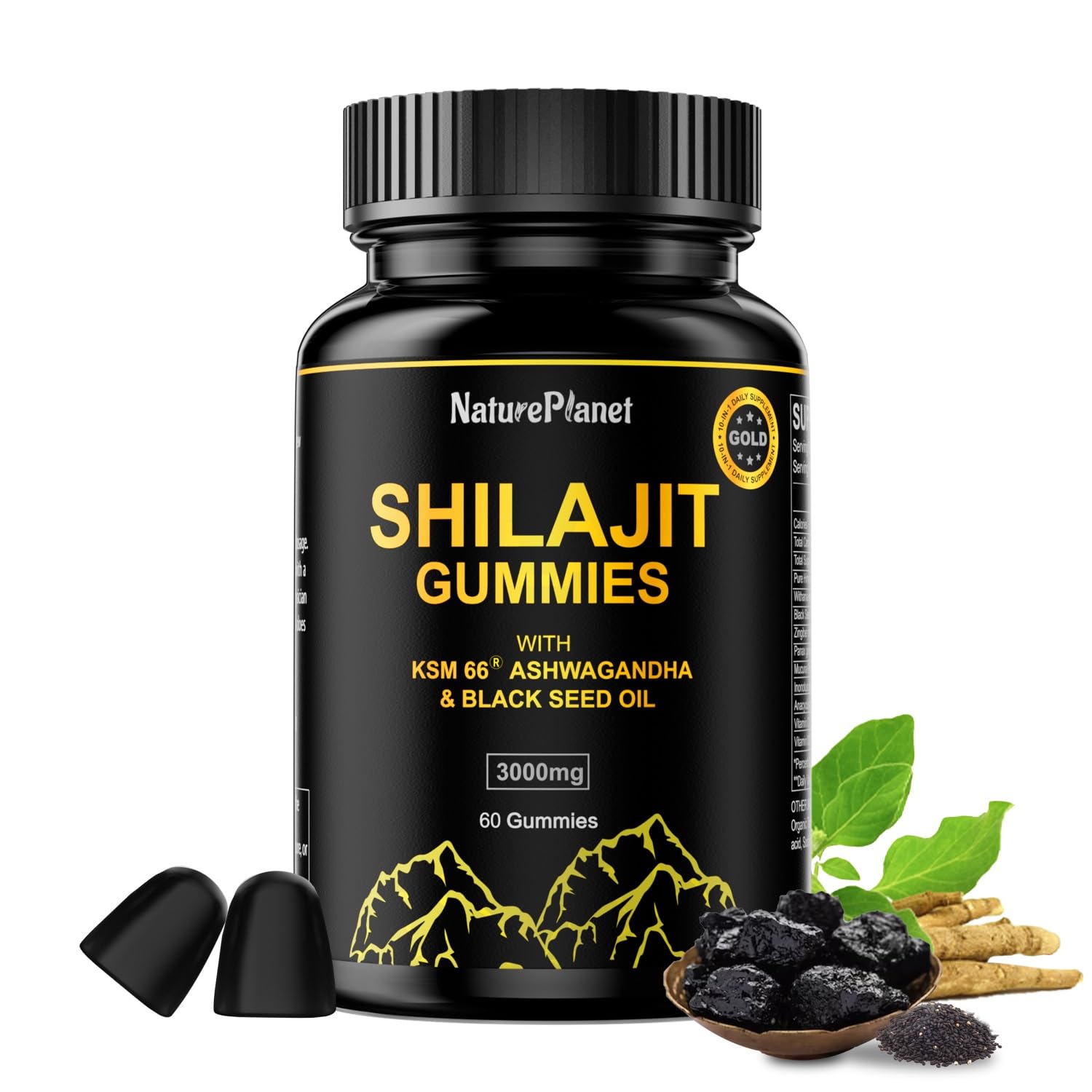 Organic Himalayan Shilajit Honey Sticks with Ashwagandha, Saffron, and 85+ Minerals for Immunity Boost & Energy - 25 Sticks