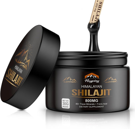 Organic Himalayan Shilajit Resin - 800mg Gold Grade with Fulvic Acid & 85+ Trace Minerals for Energy, Strength, and Immunity - Men & Women - 800mg