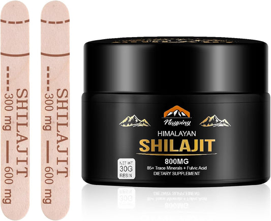 Organic Himalayan Shilajit Resin - 800mg Maximum Potency with 85+ Trace Minerals for Energy & Immune Support - 30g