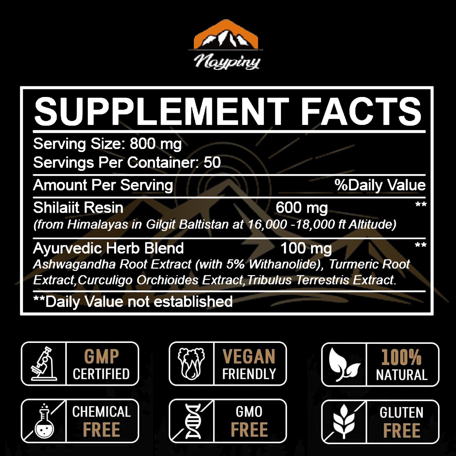 Organic Himalayan Shilajit Resin - 800mg Maximum Potency with 85+ Trace Minerals for Energy & Immune Support - 30g