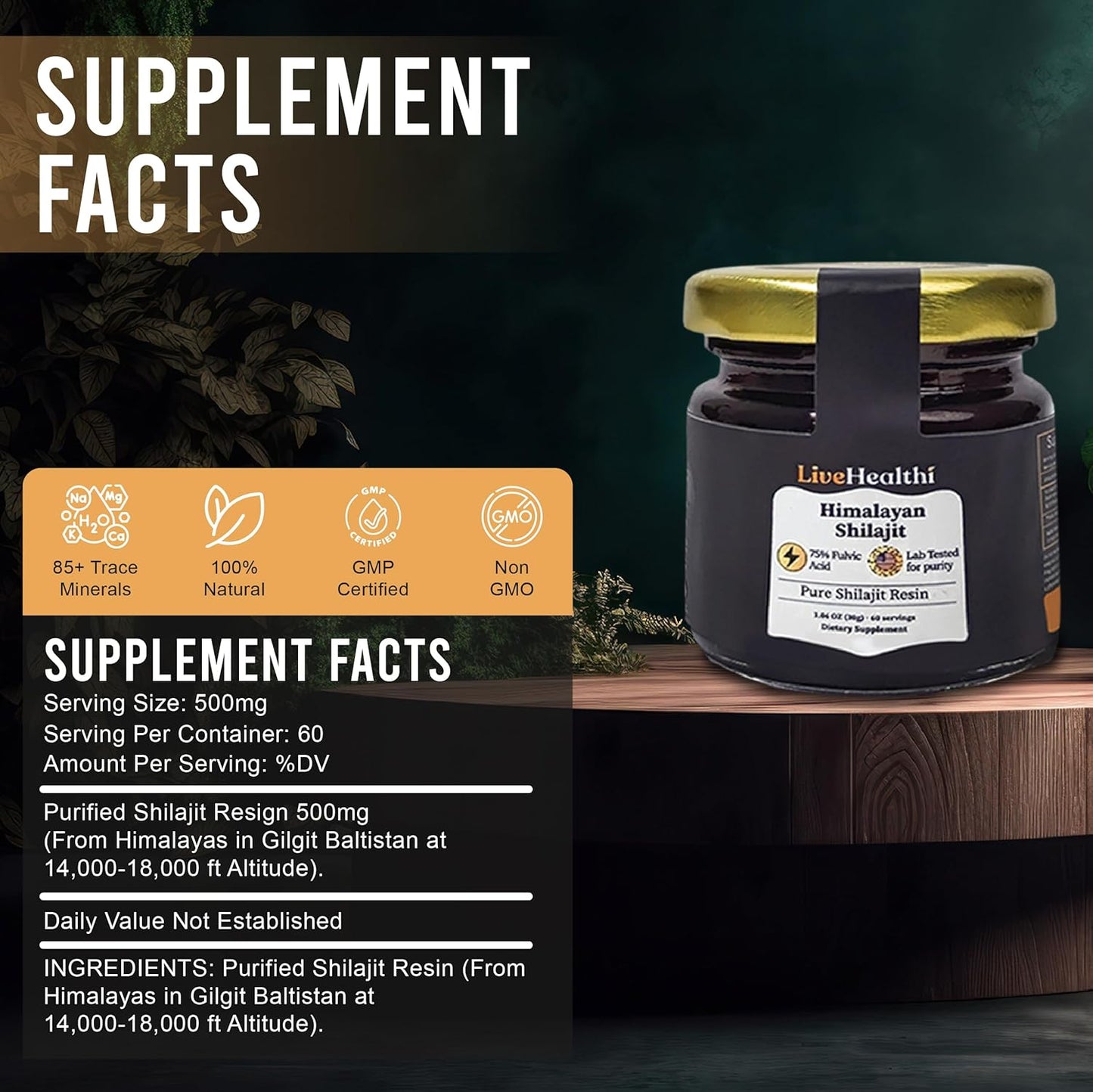 Organic Himalayan Shilajit Resin - Energy Boost & Immune Support - 85+ Trace Minerals - Lab Tested - 30g