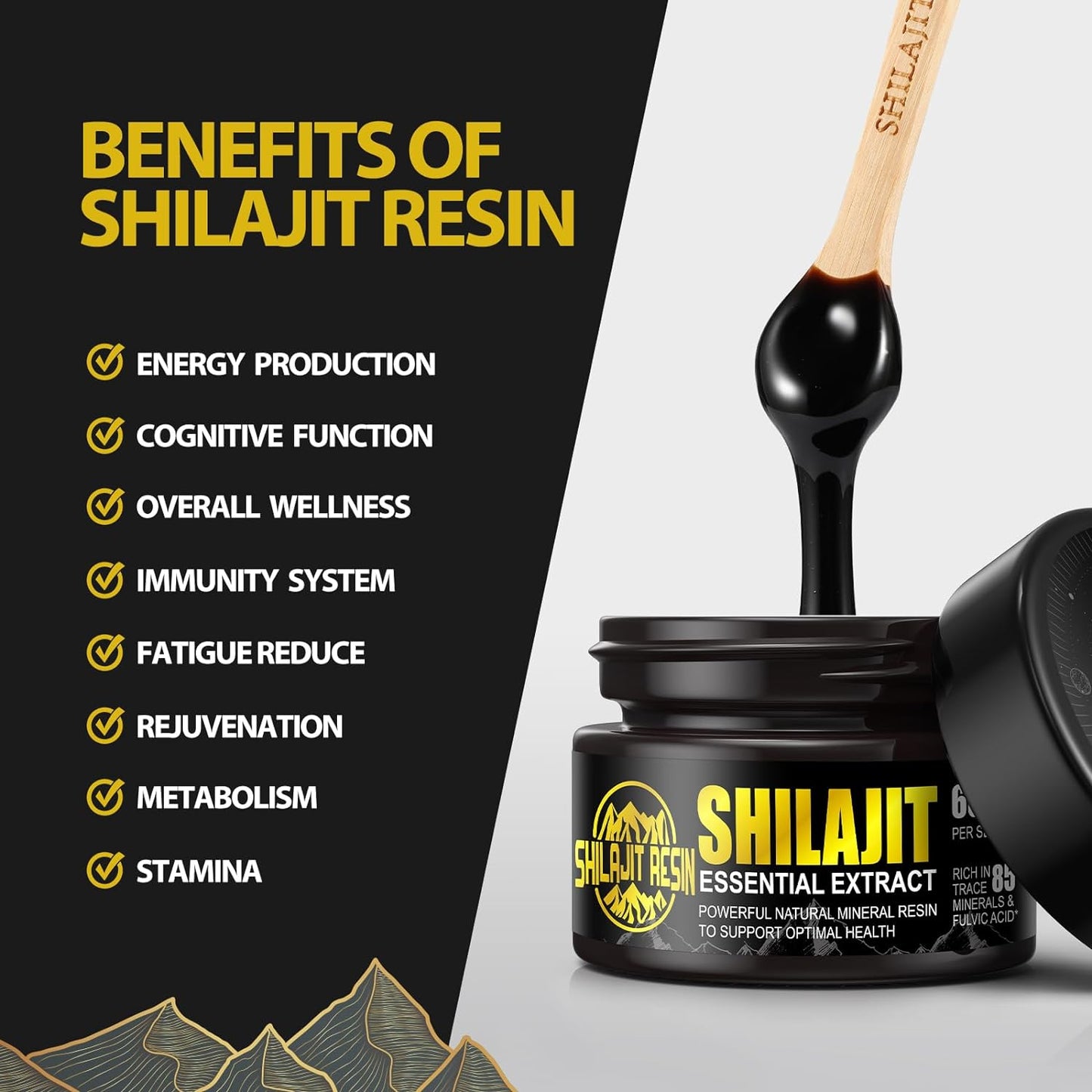Organic Himalayan Shilajit Resin - Gold Grade 100% Pure Shilajit with 85+ Trace Minerals & Fulvic Acid for Focus & Energy - 50g - BoostGo Australia