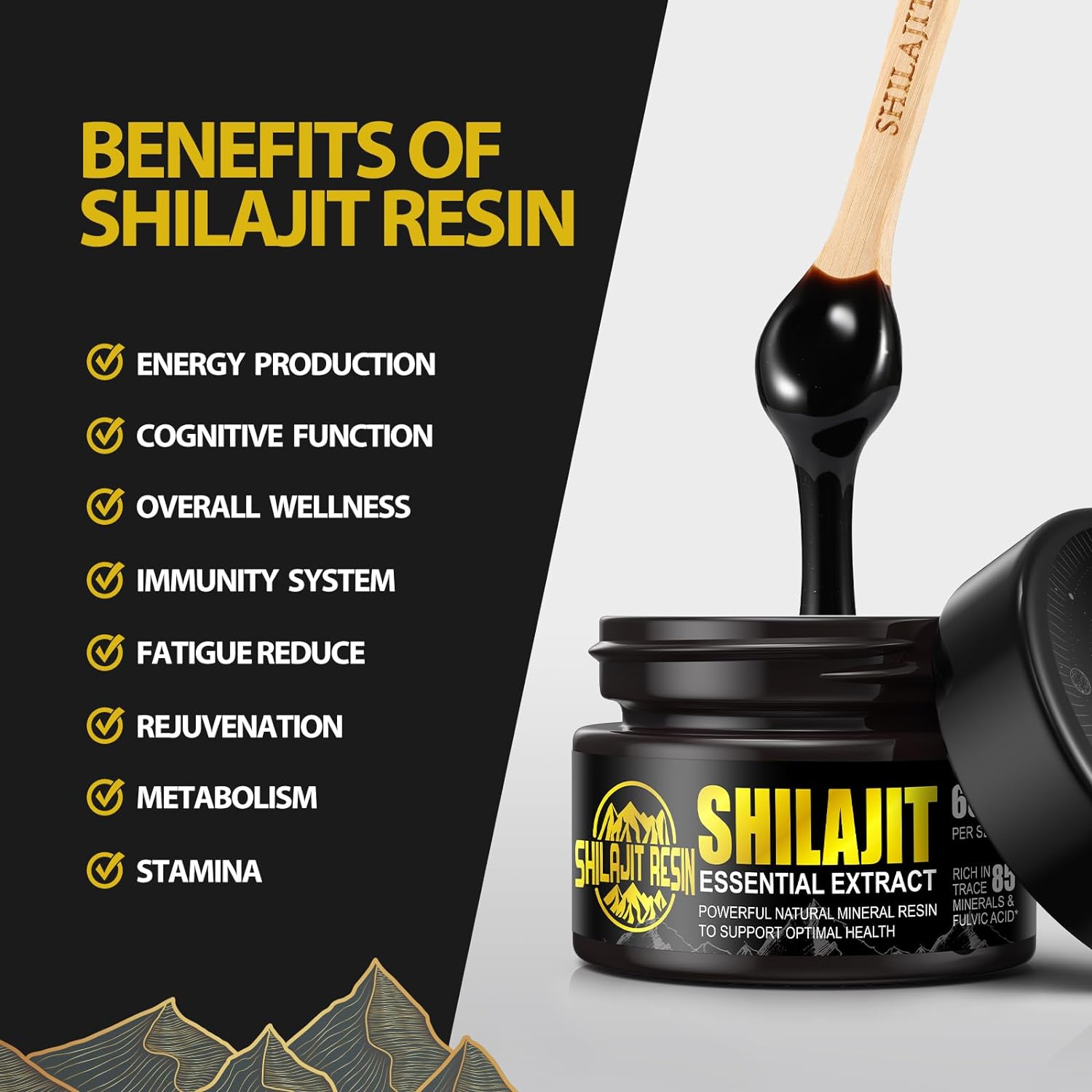 Organic Himalayan Shilajit Resin - Gold Grade 100% Pure Shilajit with 85+ Trace Minerals & Fulvic Acid for Focus & Energy - 50g - BoostGo Australia