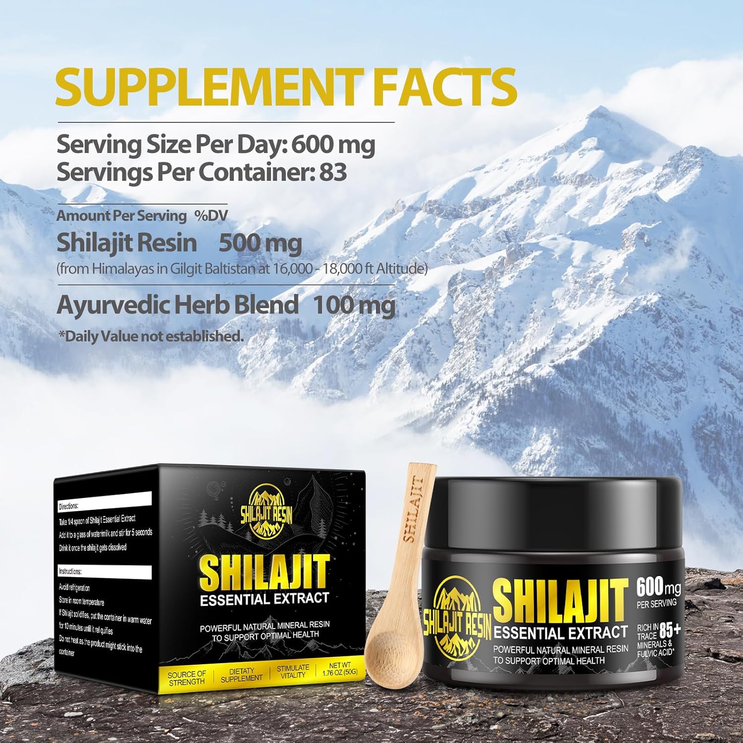 Organic Himalayan Shilajit Resin - Gold Grade 100% Pure Shilajit with 85+ Trace Minerals & Fulvic Acid for Focus & Energy - 50g - BoostGo Australia