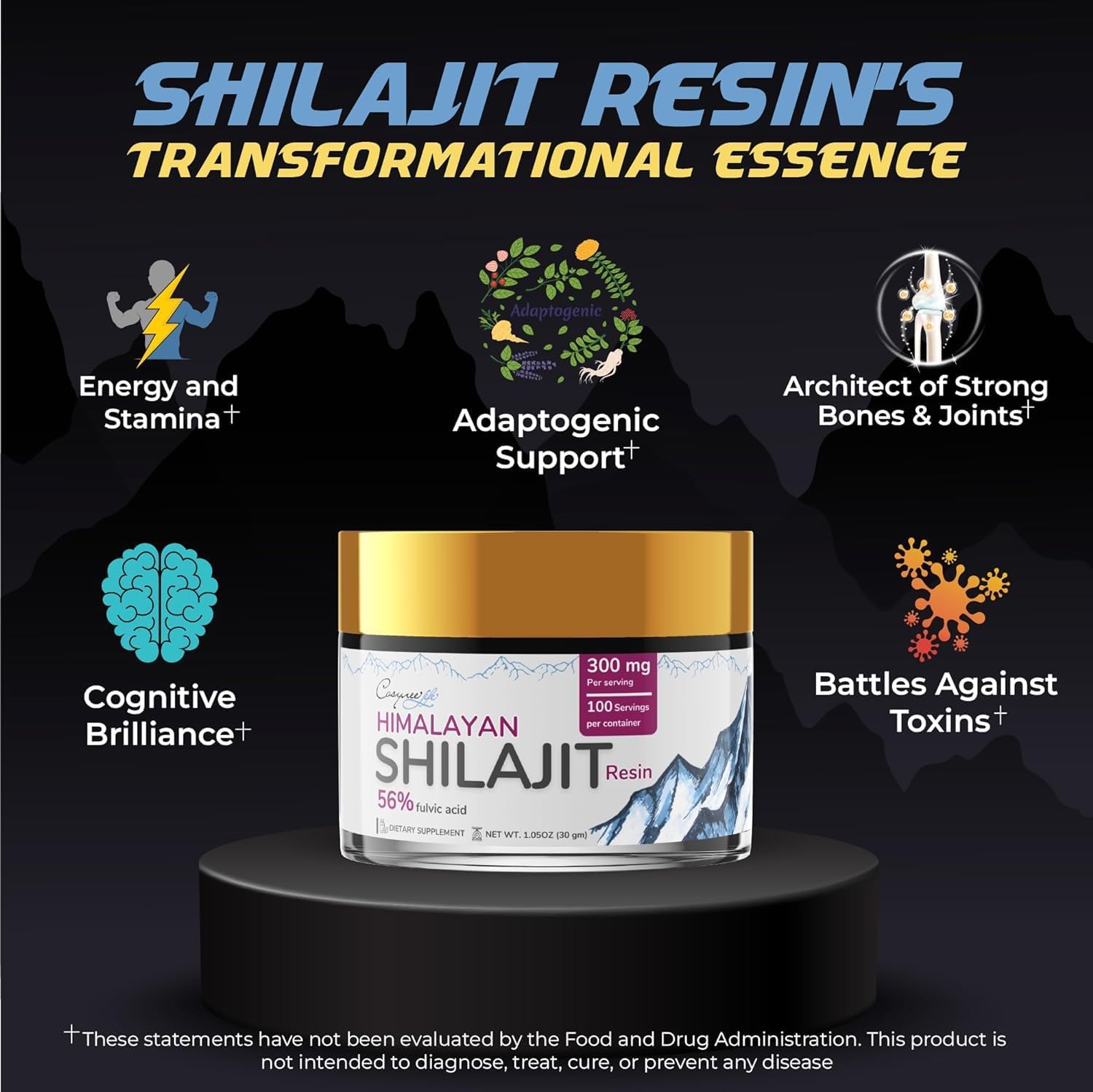 Organic Himalayan Shilajit Resin - Rich in 56% Natural Fulvic Acid, 30g