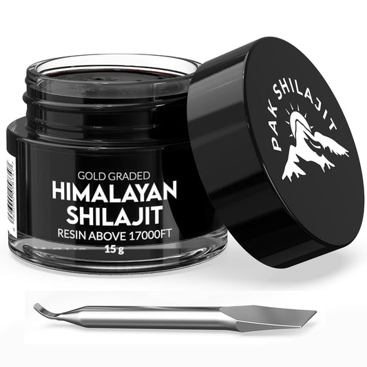 Organic Himalayan Shilajit Resin 15g - Pure Sun-Dried Shilajit Above 17,000FT - 45 Day Supply - Gold Graded with 85+ Natural Minerals