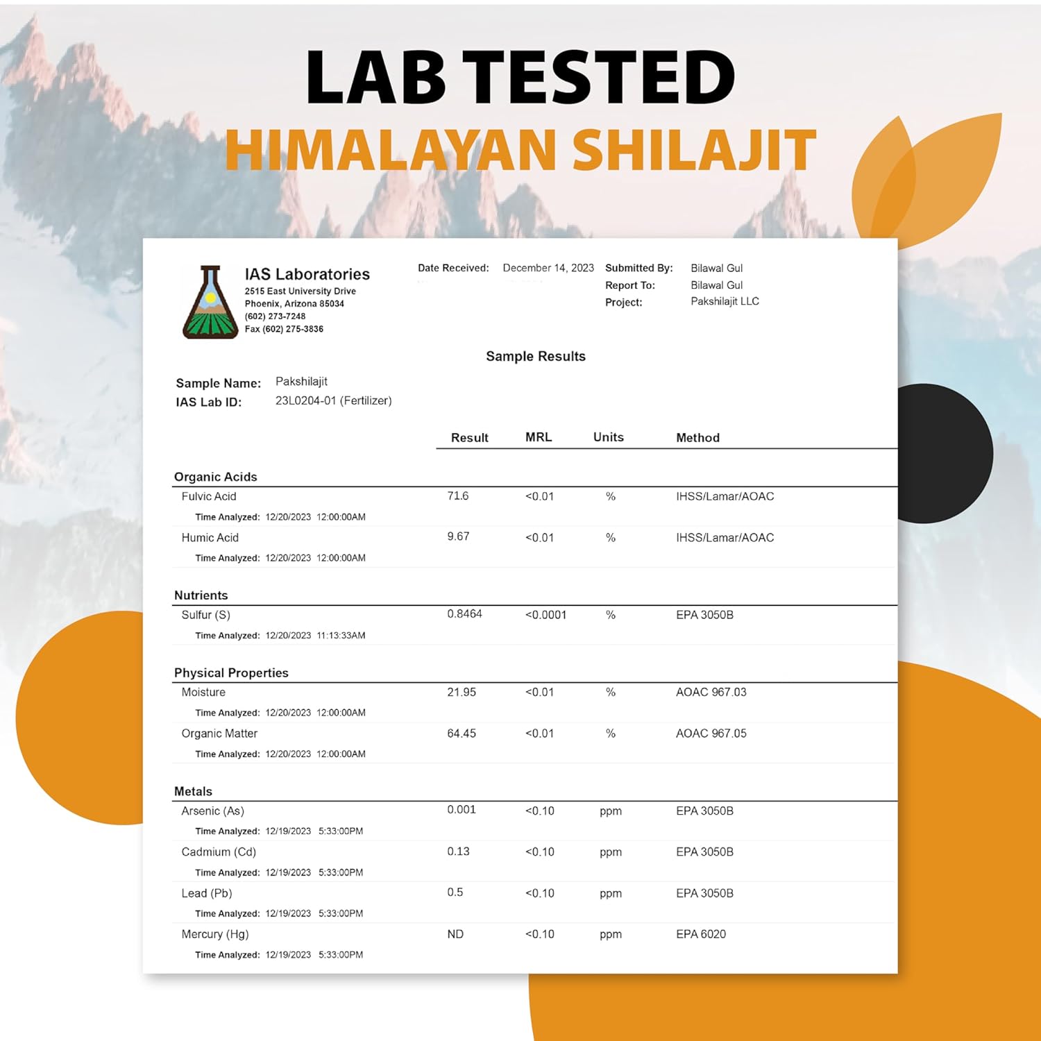 Organic Himalayan Shilajit Resin 15g - Pure Sun-Dried Shilajit Above 17,000FT - 45 Day Supply - Gold Graded with 85+ Natural Minerals