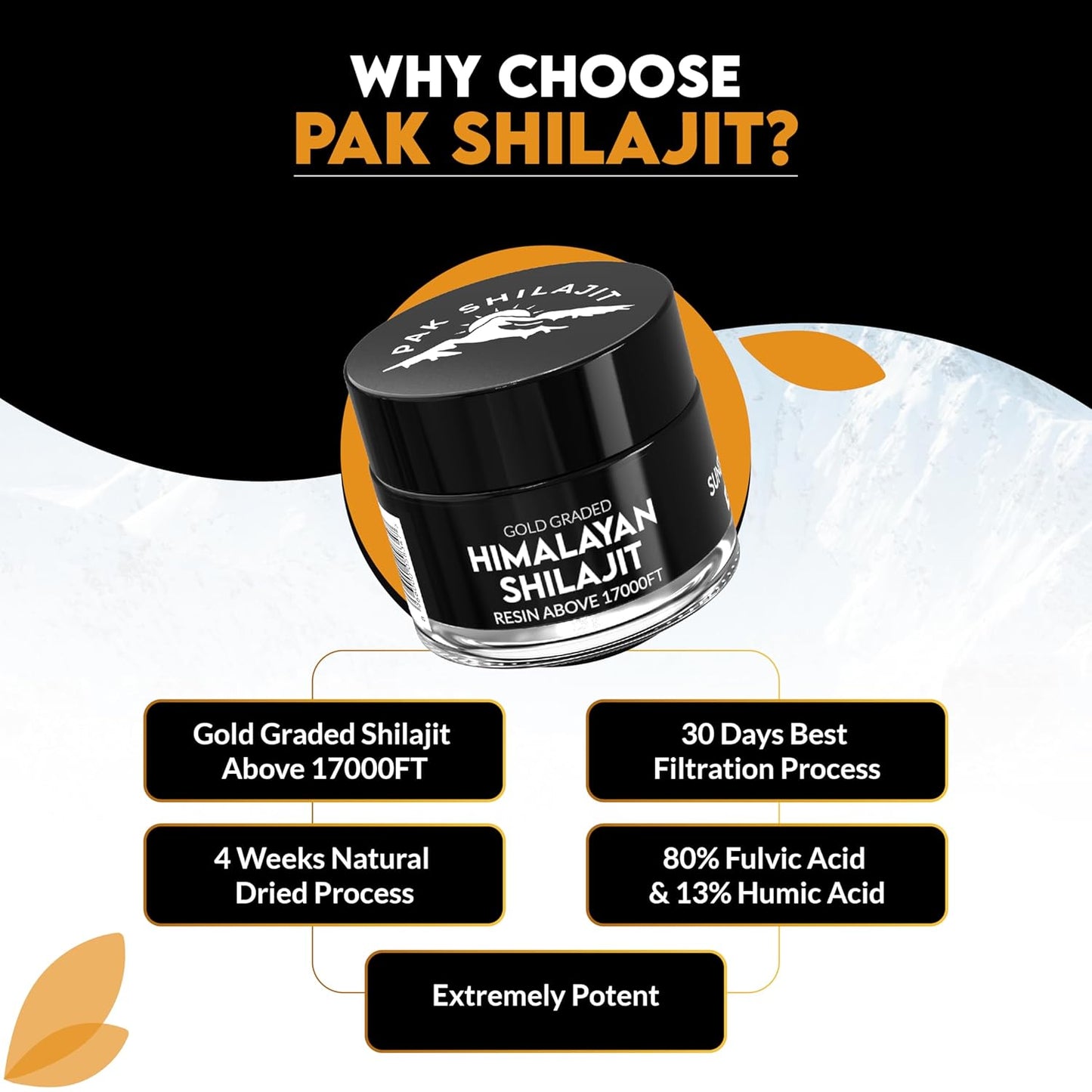 Organic Himalayan Shilajit Resin 15g - Pure Sun-Dried Shilajit Above 17,000FT - 45 Day Supply - Gold Graded with 85+ Natural Minerals
