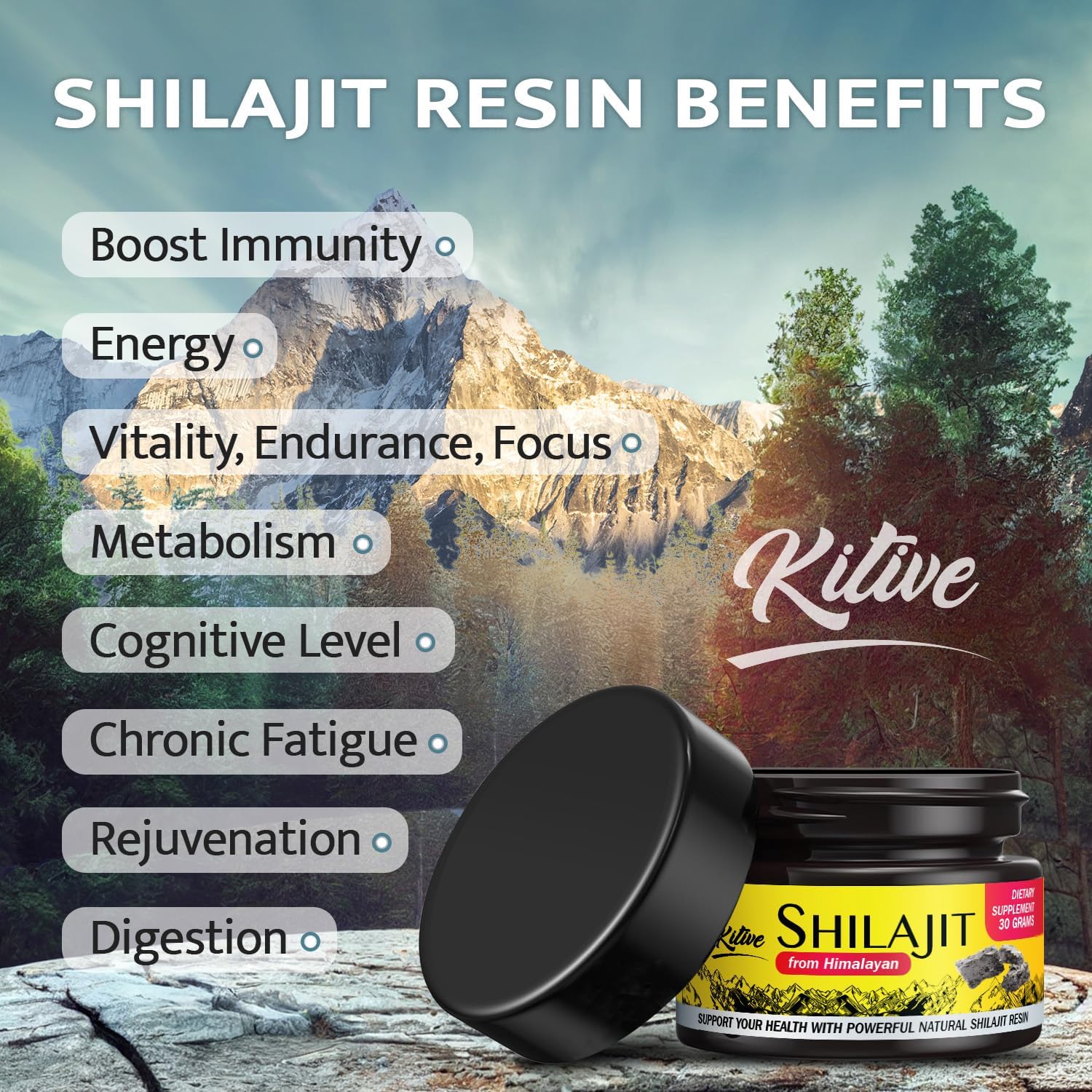 Organic Himalayan Shilajit Resin 30g - 600mg Pure Shilajit for Men and Women - Golden Level with 85+ Trace Minerals - Immune Support and Energy Boost - BoostGo Australia