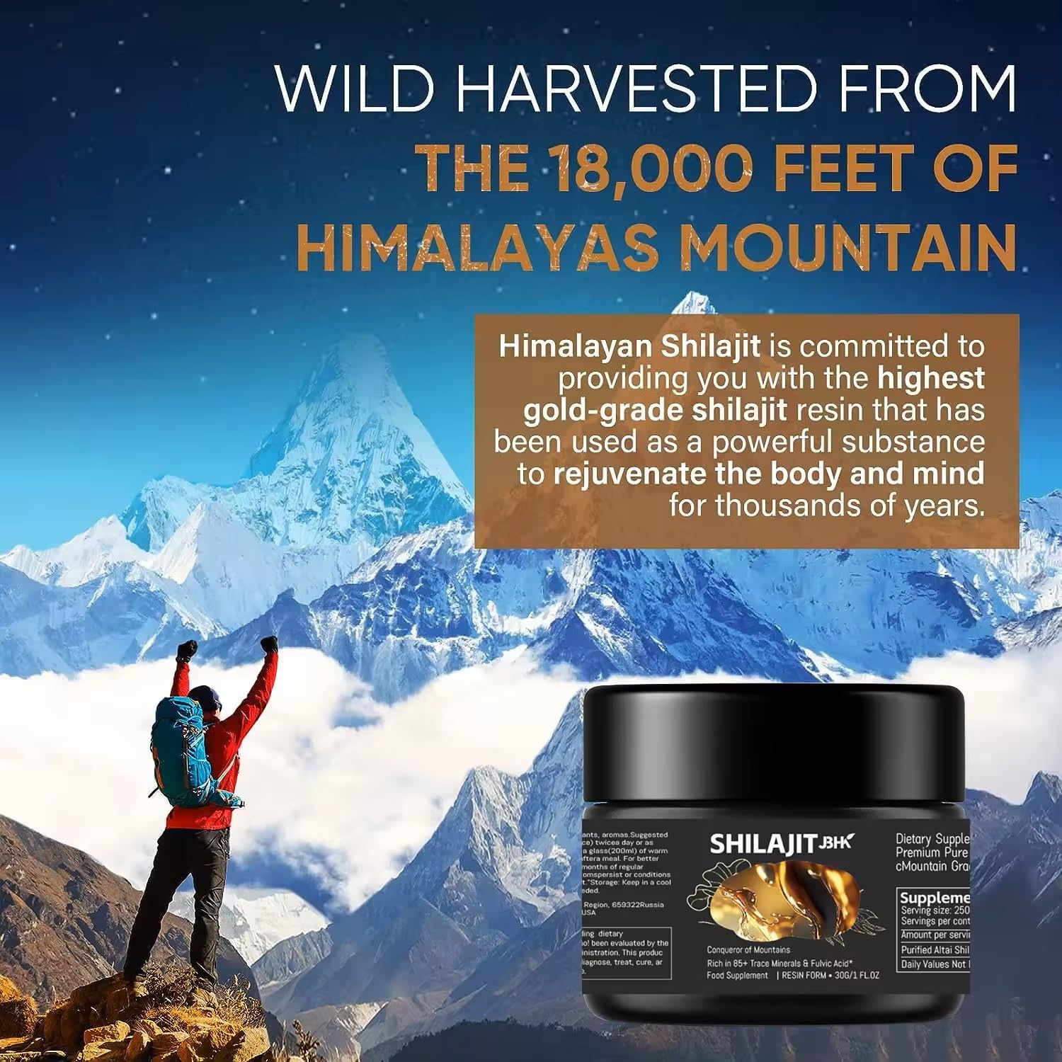 Organic Himalayan Shilajit Resin 50g - Premium Pure Source of Trace Minerals for Immune System Boost