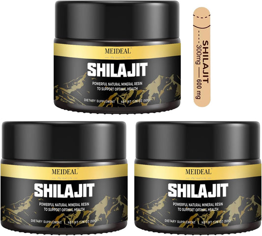 Organic Himalayan Shilajit Resin 50g (3 Pack) - Gold Grade with 85+ Trace Minerals & Fulvic Acid - Pure Supplement for Health