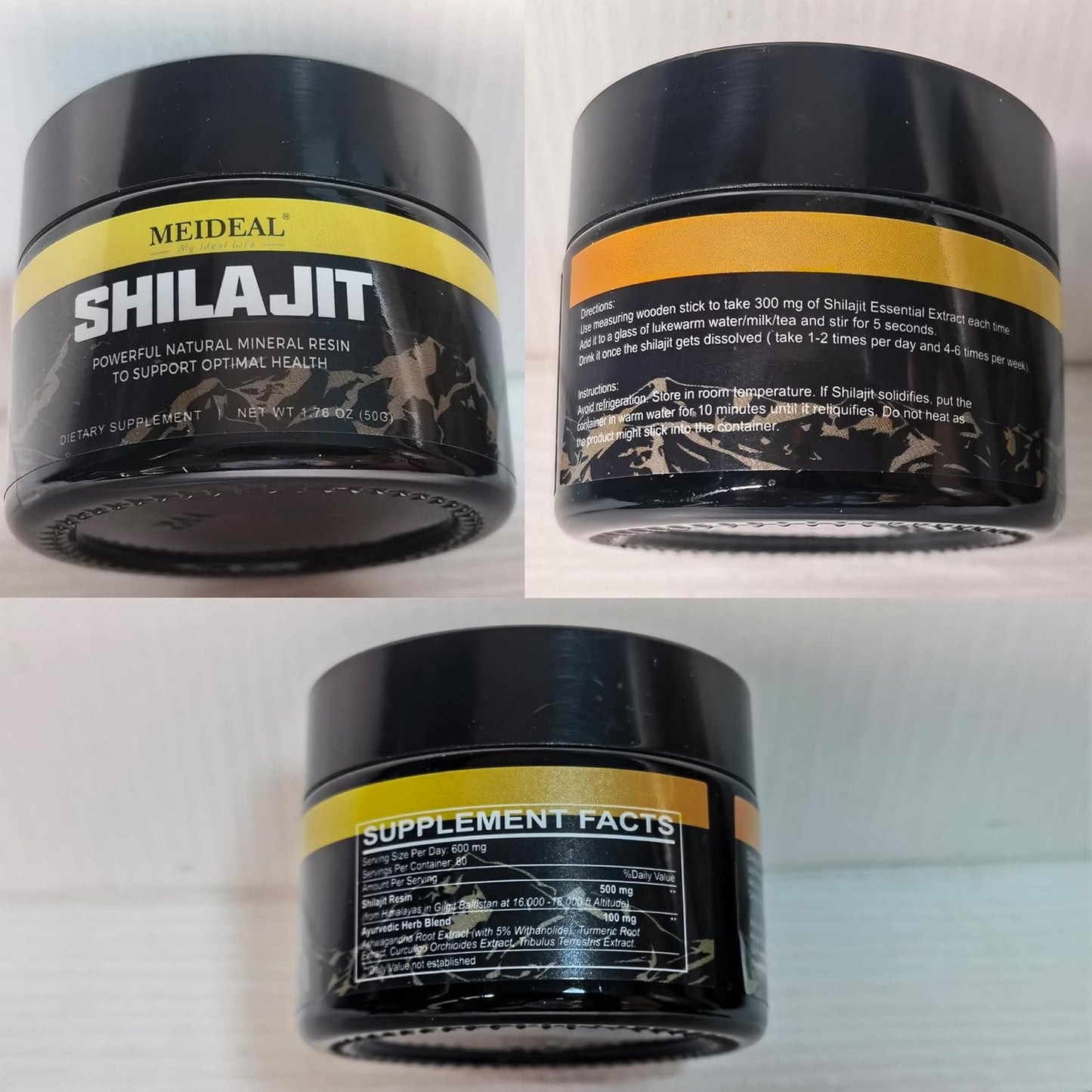 Organic Himalayan Shilajit Resin 50g (3 Pack) - Gold Grade with 85+ Trace Minerals & Fulvic Acid - Pure Supplement for Health