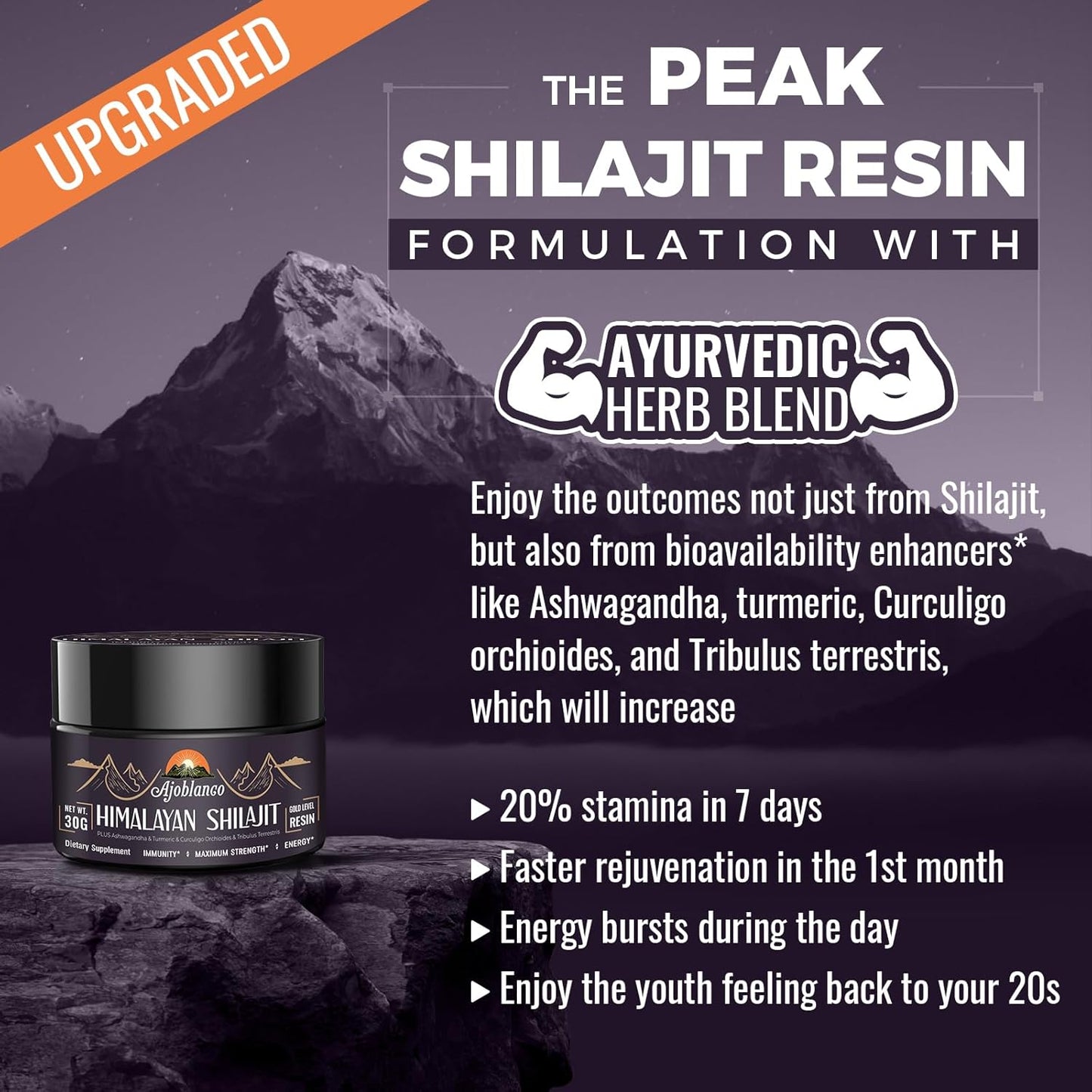 Organic Himalayan Shilajit Resin 600mg - High Potency Ayurvedic Blend for Energy, Strength & Immunity - Pack of 3