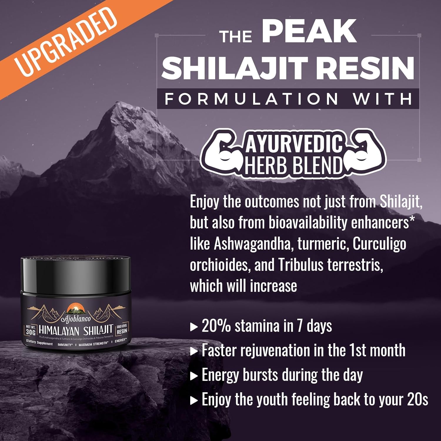 Organic Himalayan Shilajit Resin 600mg - High Potency Ayurvedic Blend for Energy, Strength & Immunity - Pack of 3
