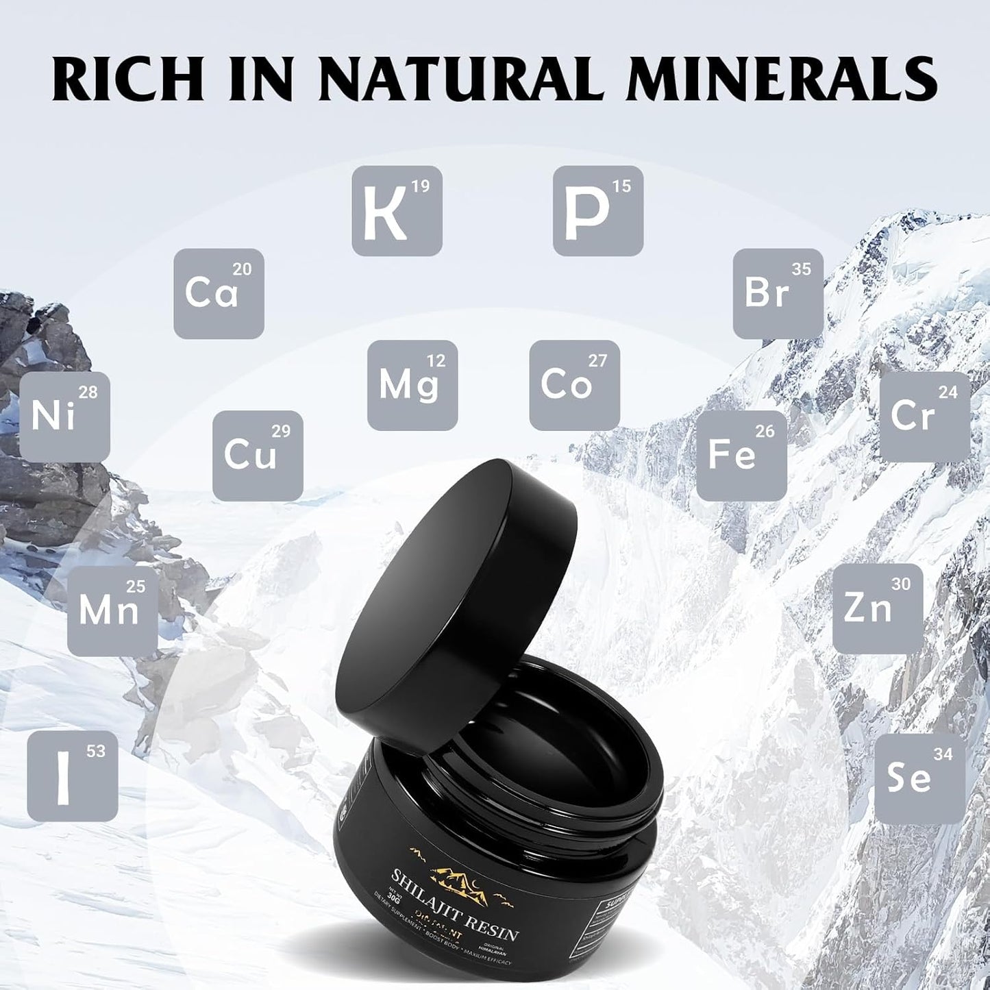 Organic Himalayan Shilajit Resin 600mg - Potent Source of 85+ Minerals & Fulvic Acid for Energy & Immune Support - 30g