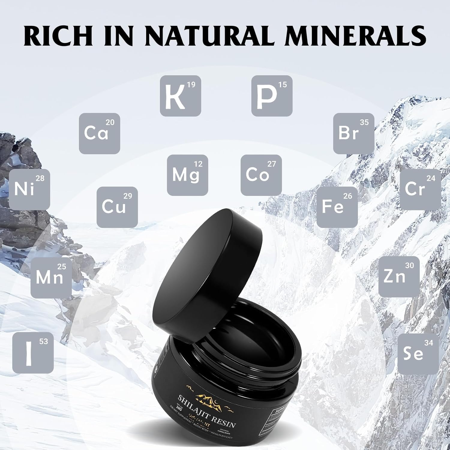 Organic Himalayan Shilajit Resin 600mg - Potent Source of 85+ Minerals & Fulvic Acid for Energy & Immune Support - 30g