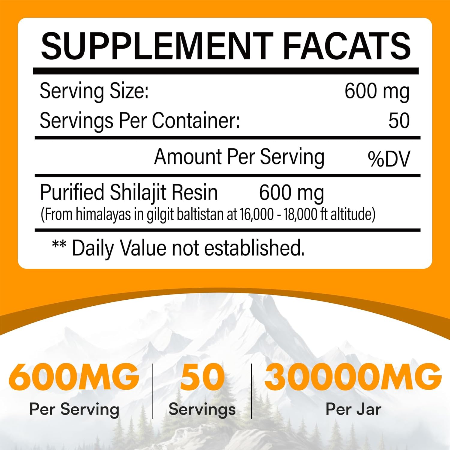 Organic Himalayan Shilajit Resin 600mg - Pure Gold Grade with 85+ Trace Minerals for Stamina, Immunity, and Strength - Men & Women Friendly - 50 Servings