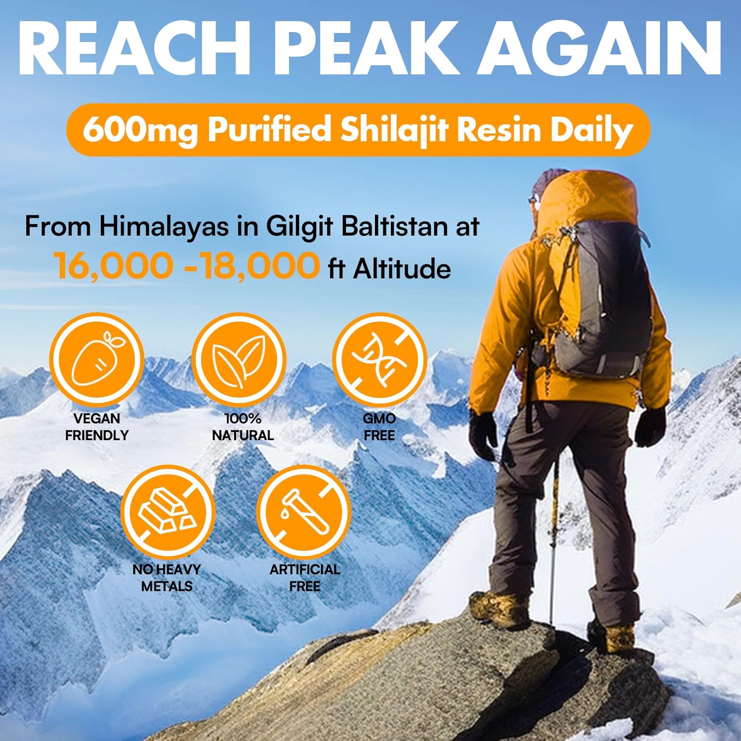 Organic Himalayan Shilajit Resin 600mg - Pure Gold Grade with 85+ Trace Minerals for Stamina, Immunity, and Strength - Men & Women Friendly - 50 Servings