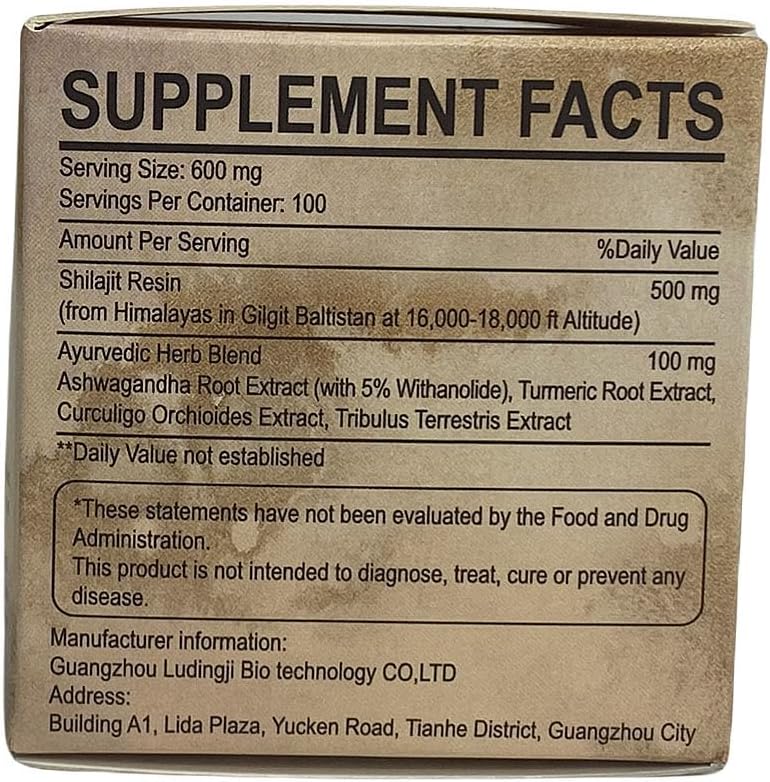 Organic Himalayan Shilajit Resin 60g - Pure Gold Grade Supplement with 85+ Trace Minerals for Energy & Immunity - Natural Fulvic Acid Focus Booster