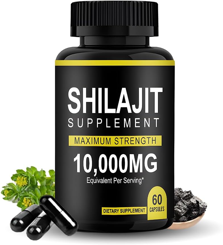Organic Himalayan Shilajit Resin Capsules - 10000mg Maximum Potency (60 Capsules) for Enhanced Energy and Immunity in Men & Women