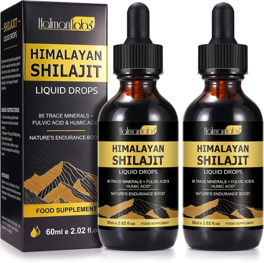 Organic Himalayan Shilajit Resin Drops - Liquid Gold Supplement, Rich in 85+ Trace Minerals for Men & Women, 2.02 Fl Oz (Pack of 2)