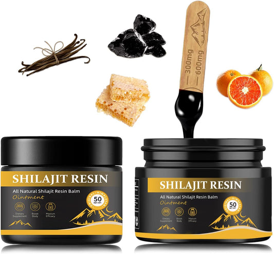 Organic Himalayan Shilajit Resin for Men - High Potency in 85+ Minerals, Gold Grade Pure Shilajit for Energy & Immune Support, 100g (2-Pack)
