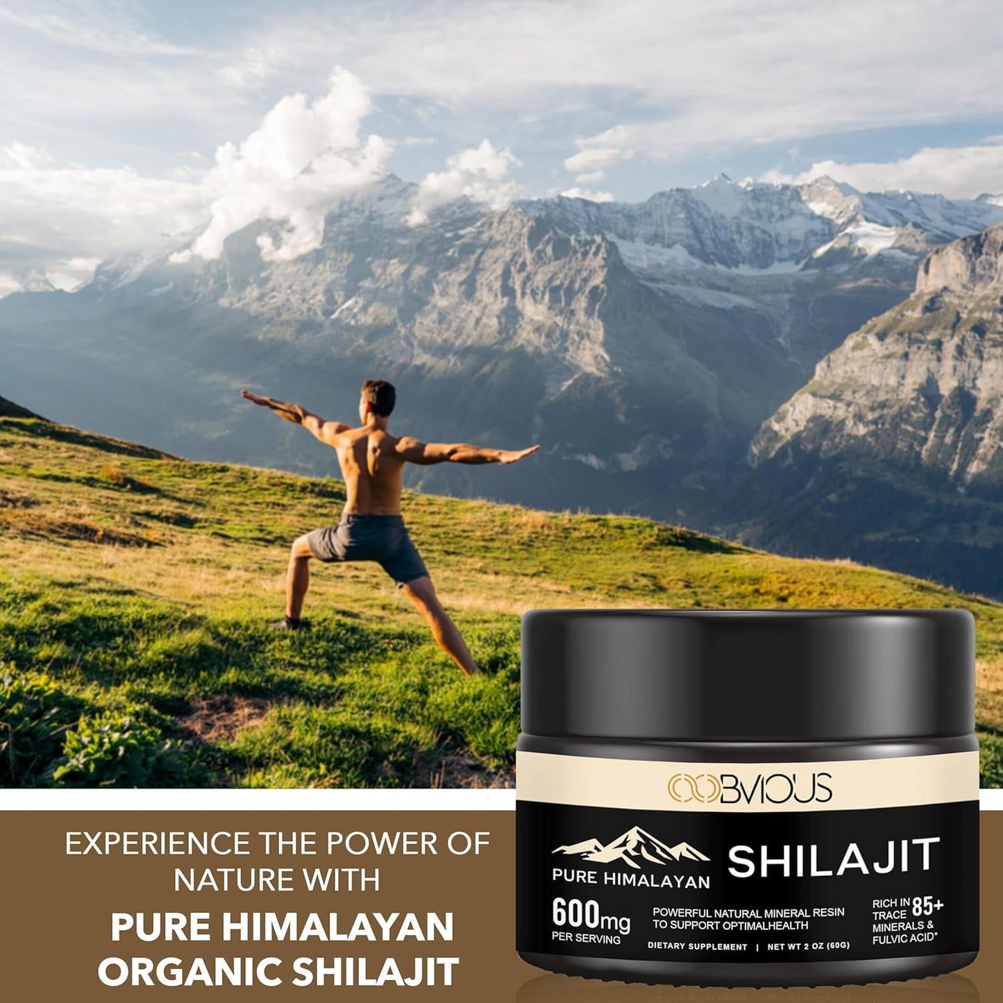 Organic Himalayan Shilajit Resin Gel for Energy, Digestive Health & Immune Support - Natural Black Shilajit with Trace Minerals for Men & Women - Fulvic Acid, Iron, Magnesium - 60g