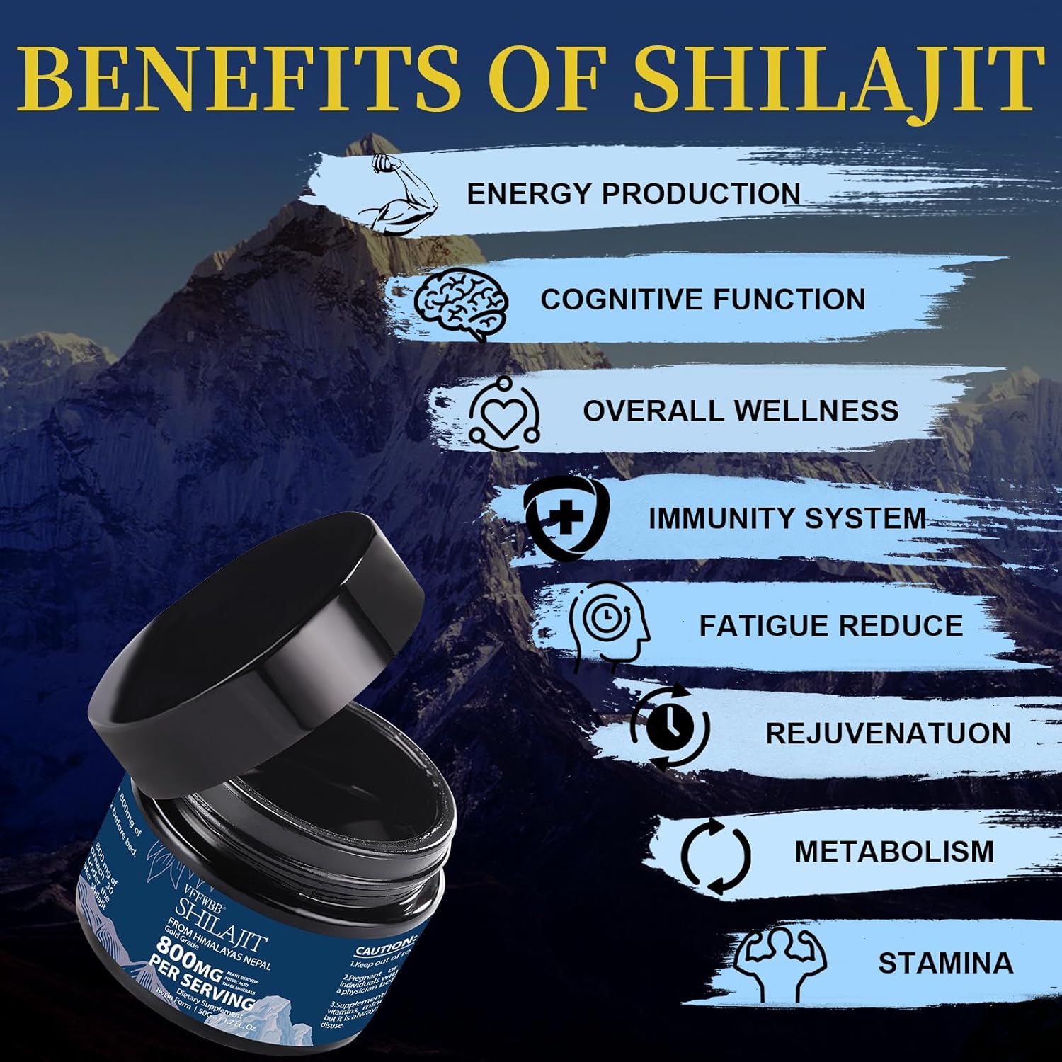 Organic Himalayan Shilajit Resin-Gold Grade 800mg Supplement for Men and Women - 85+ Trace Minerals & Fulvic Acid - Energy & Immune Support - 100% Natural - 50 Grams