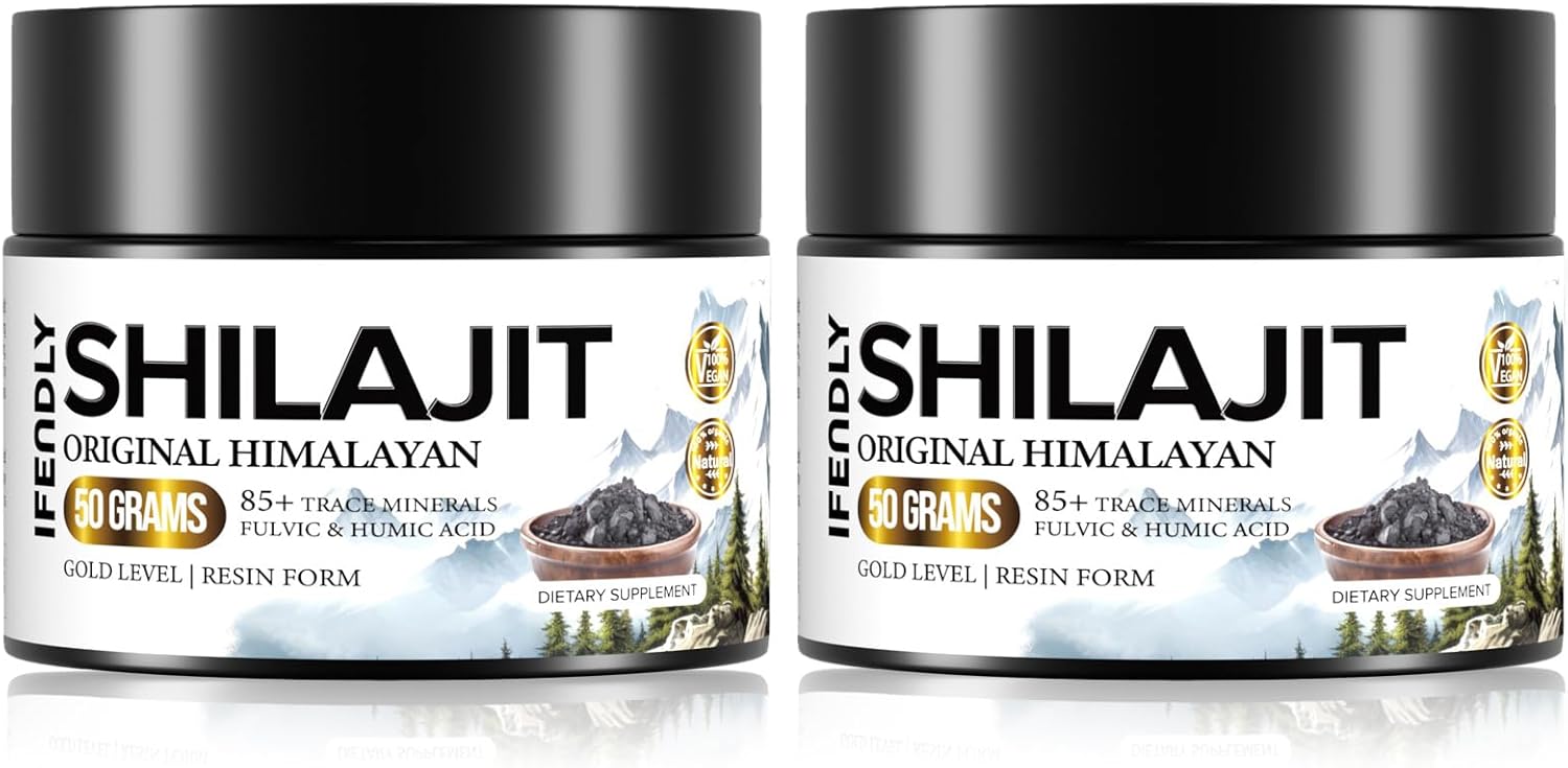 Organic Himalayan Shilajit Resin Supplement 600mg - Maximum Potency Gold Grade with 85+ Trace Minerals & Fulvic Acid - Boosts Energy & Immunity - Natural Authentic - 50g (2 Pack)
