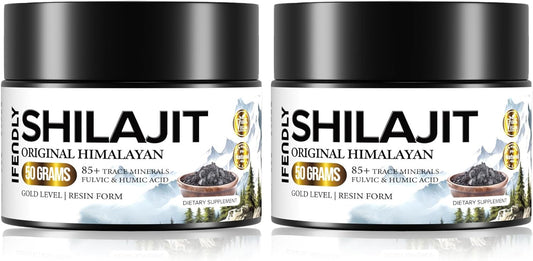 Organic Himalayan Shilajit Resin Supplement 600mg - Maximum Potency Gold Grade with 85+ Trace Minerals & Fulvic Acid - Boosts Energy & Immunity - Natural Authentic - 50g (2 Pack)