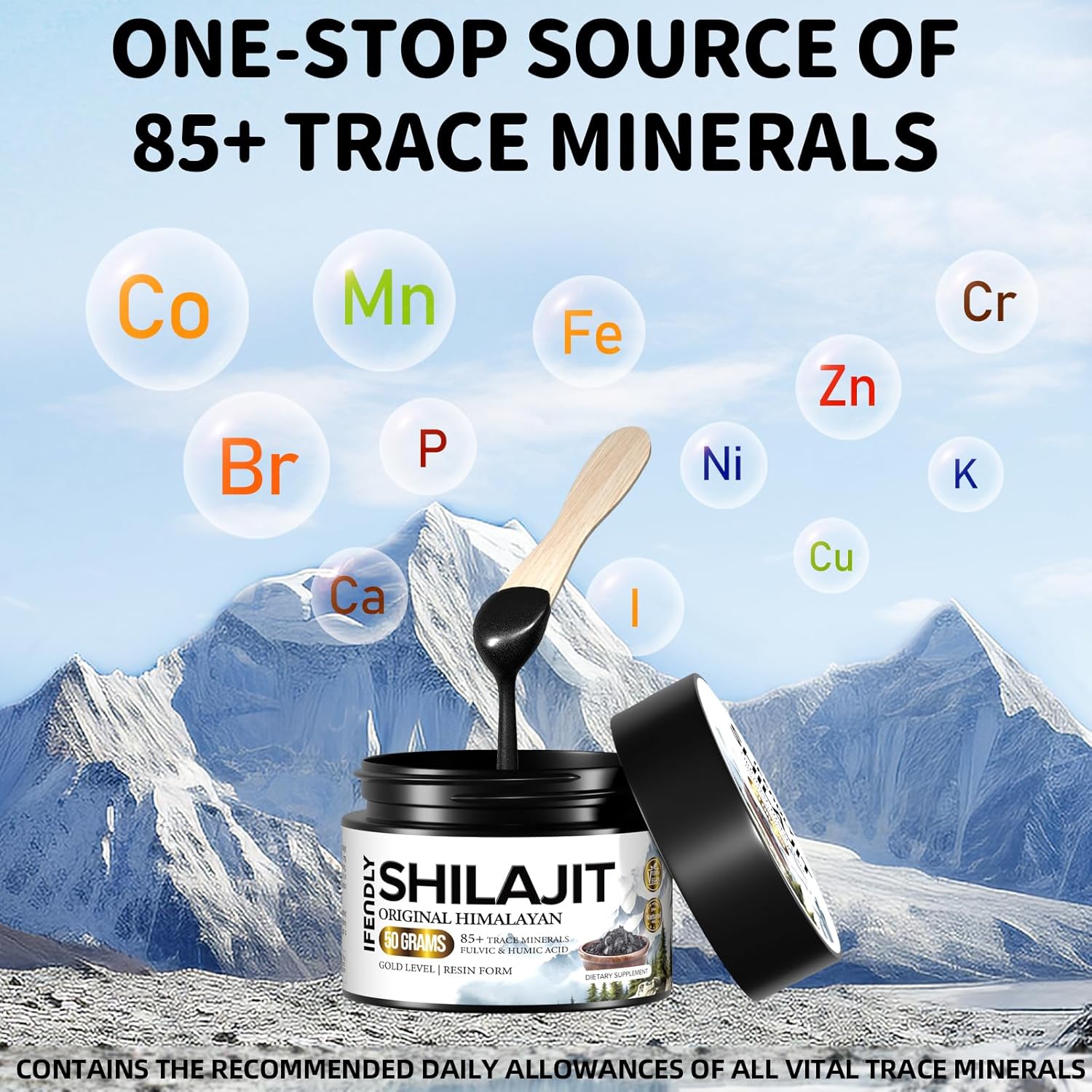 Organic Himalayan Shilajit Resin Supplement 600mg - Maximum Potency Gold Grade with 85+ Trace Minerals & Fulvic Acid - Boosts Energy & Immunity - Natural Authentic - 50g (2 Pack)