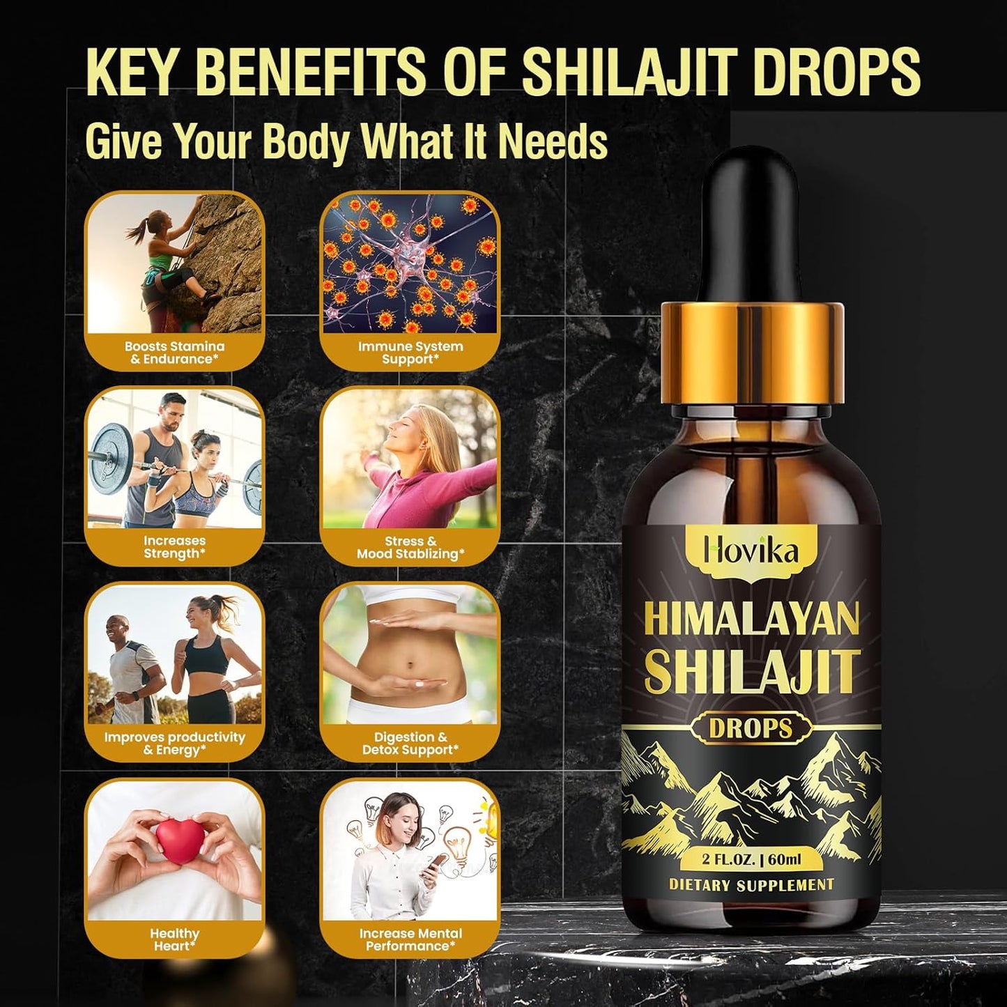 Organic Himalayan Shilajit Resin Supplement with 85+ Trace Minerals and Fulvic Acid for Energy and Immunity Support