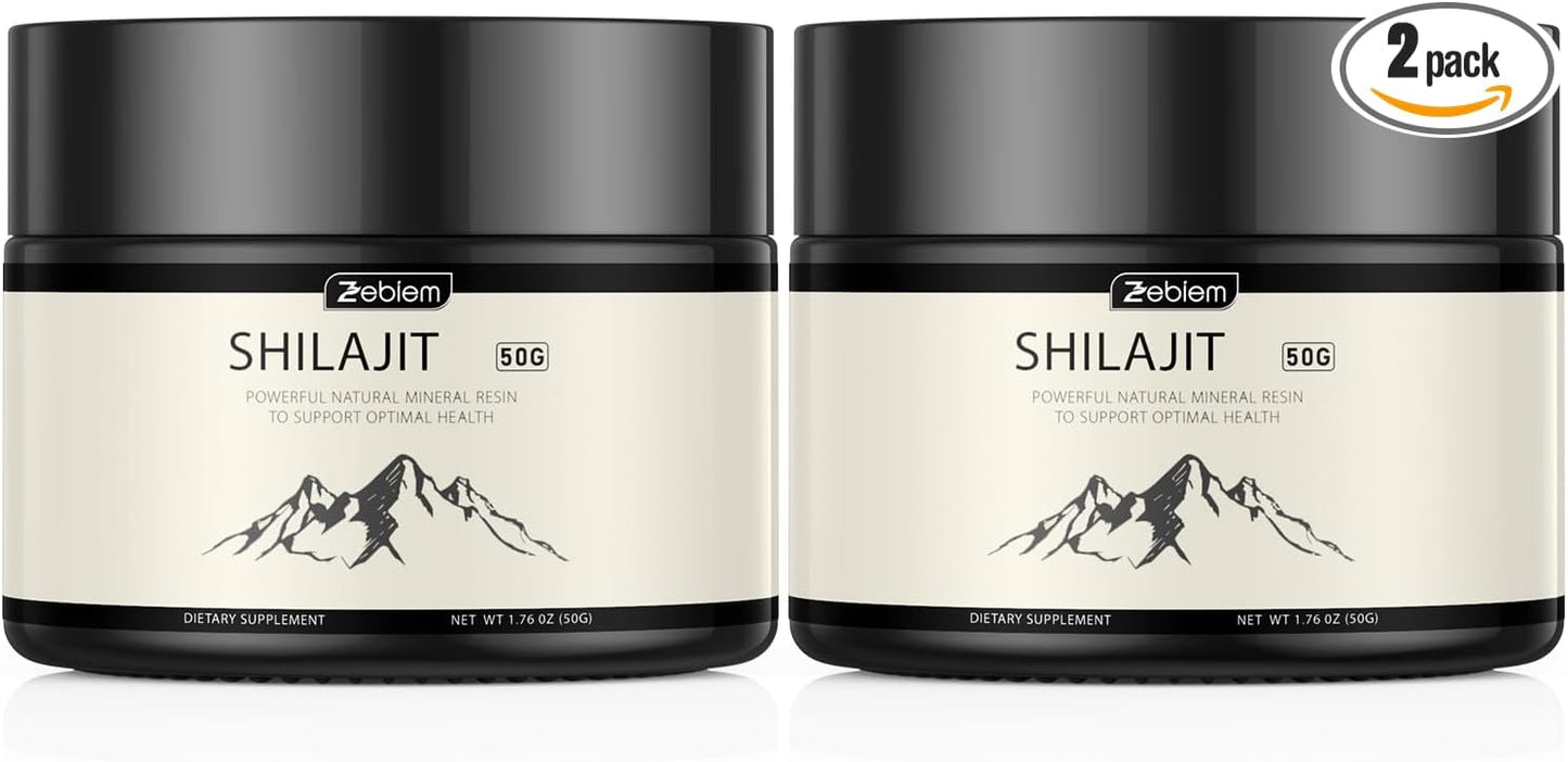 Organic Himalayan Shilajit Resin Supplement with Ayurvedic Blend - High Potency Energy, Strength, and Immune Support for Men and Women (2 Pack, 50 Grams)